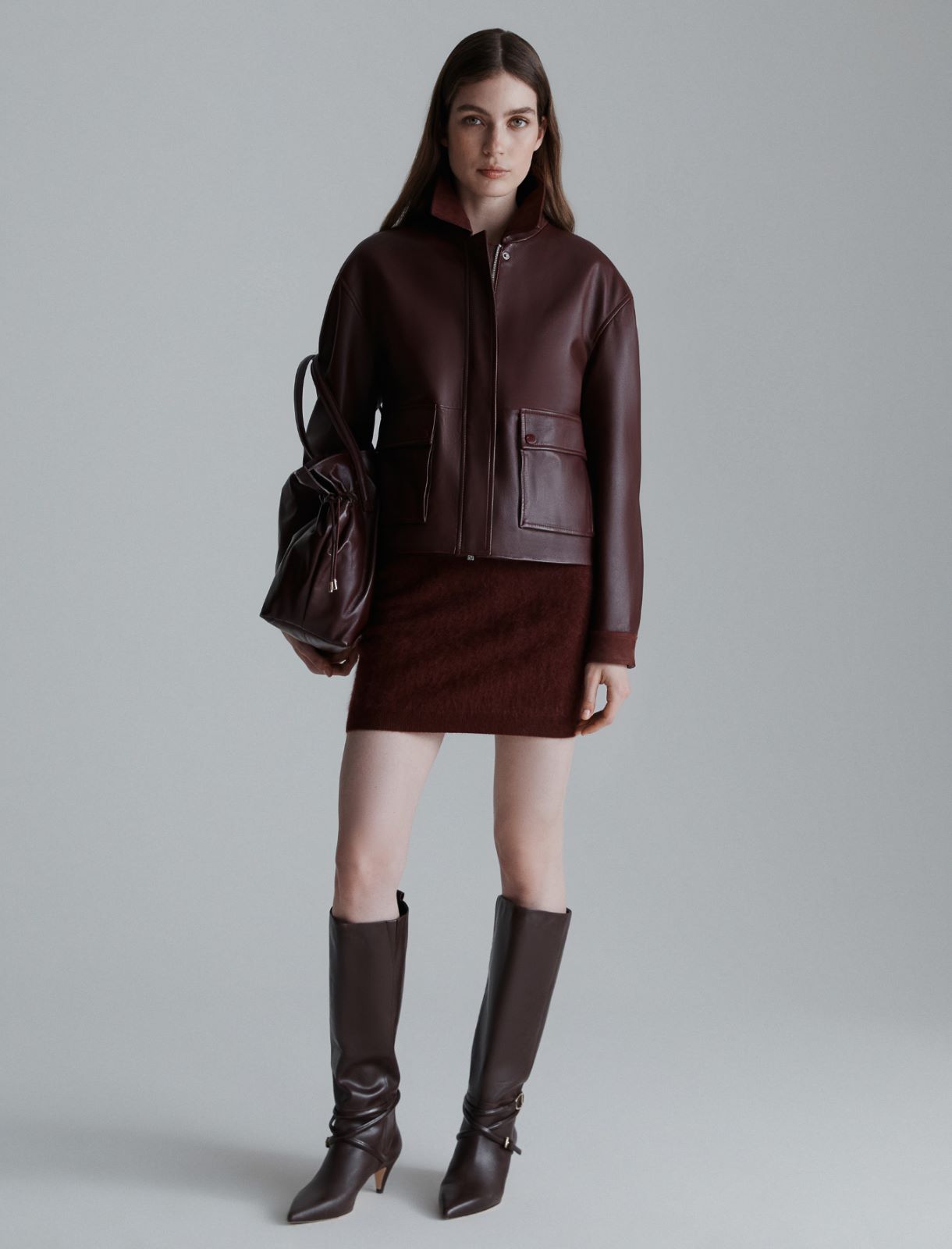Leather jacket - BORDEAUX - Marella - 2