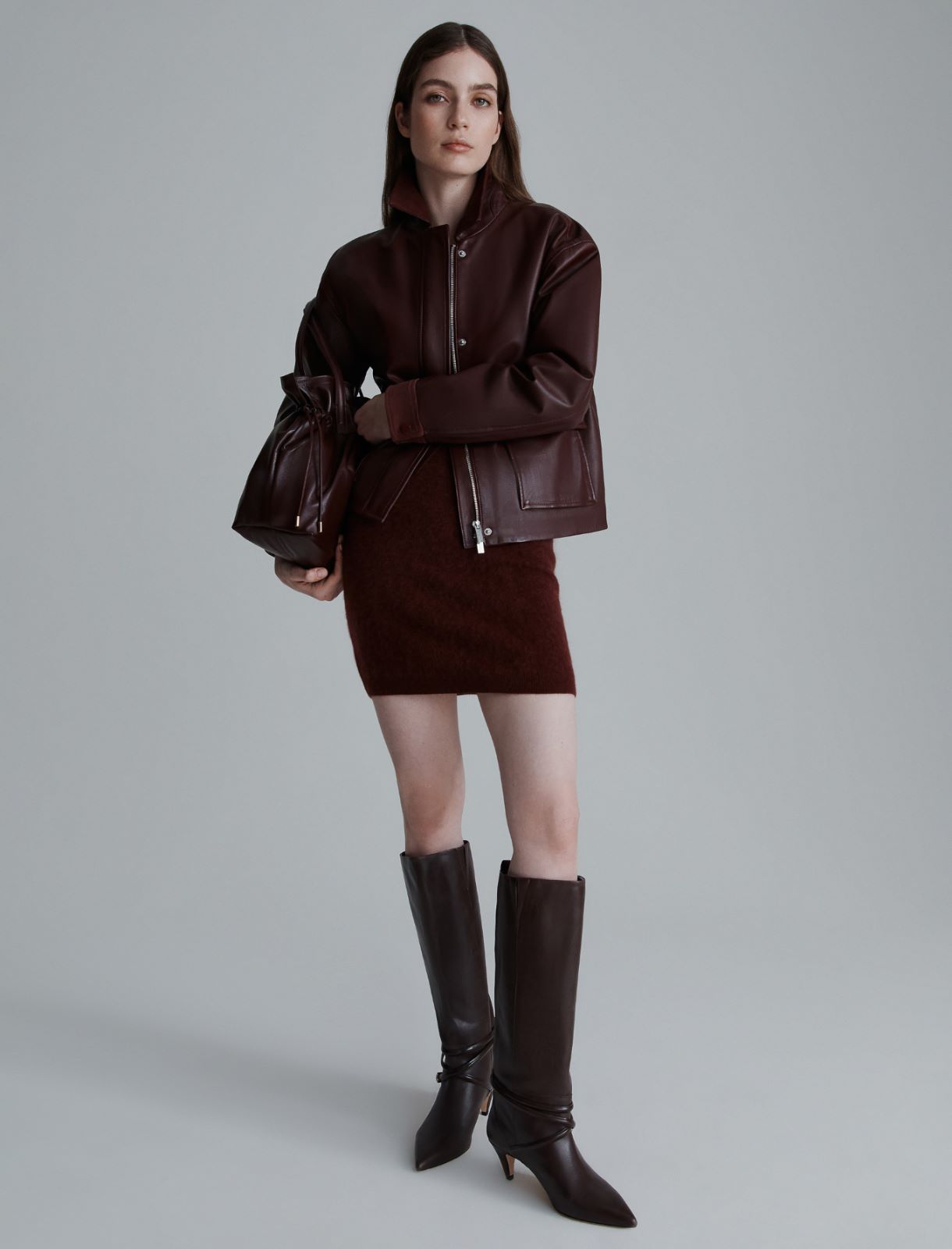 Leather jacket - BORDEAUX - Marella - 4