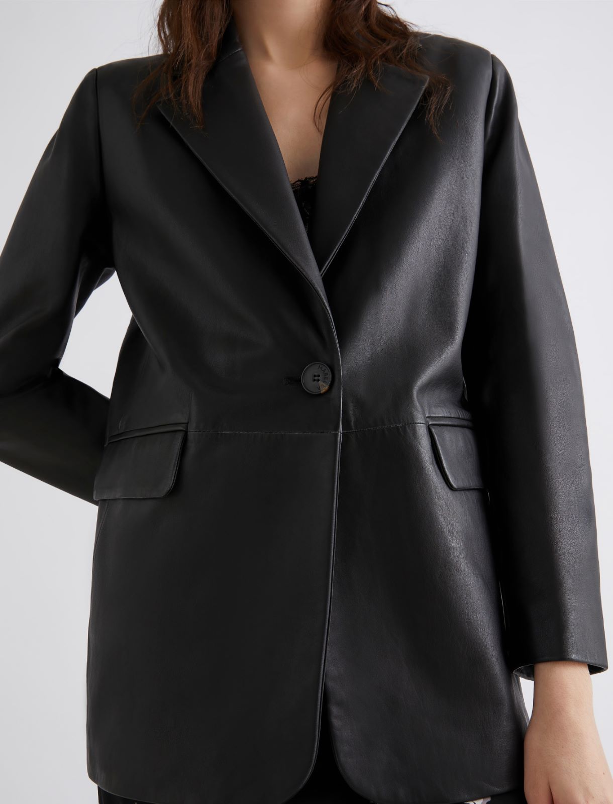 Leather blazer - BLACK - Marella - 4