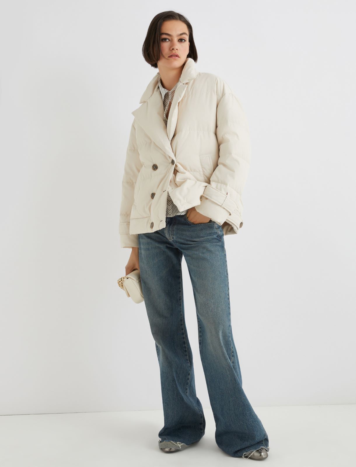 Down-padded pea coat - IVORY - Marella