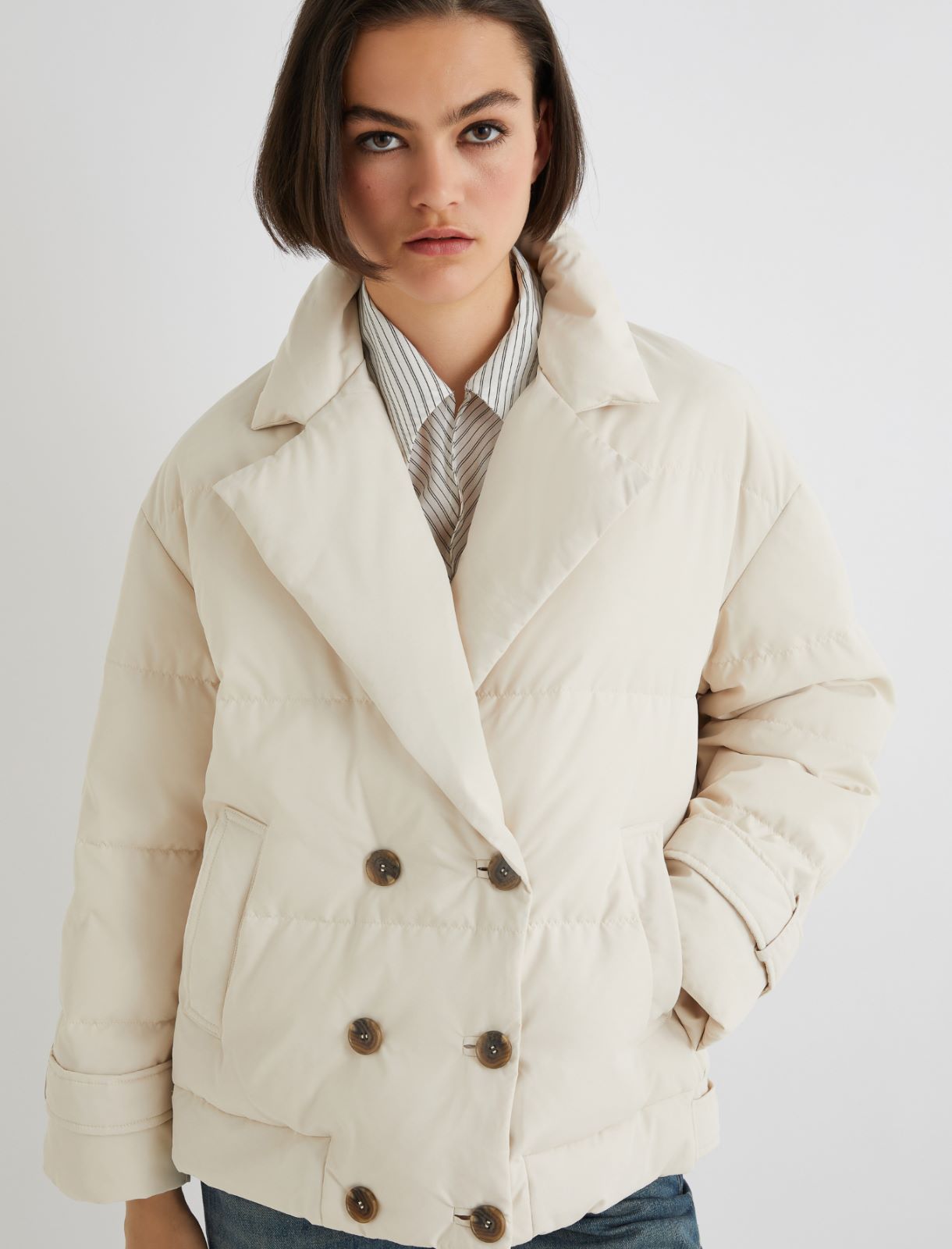 Down-padded pea coat - IVORY - Marella - 4
