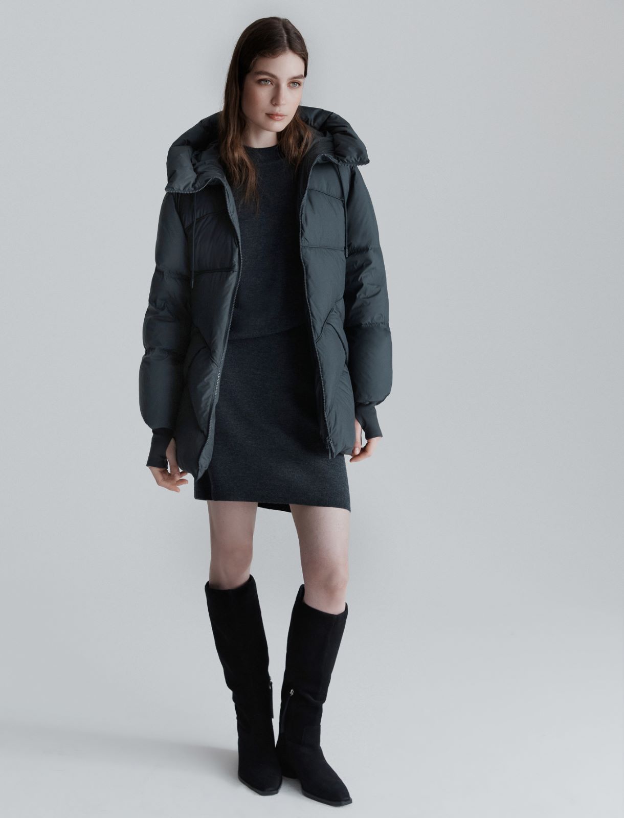 Flared waterproof down jacket - DARK GREY - Marella - 2