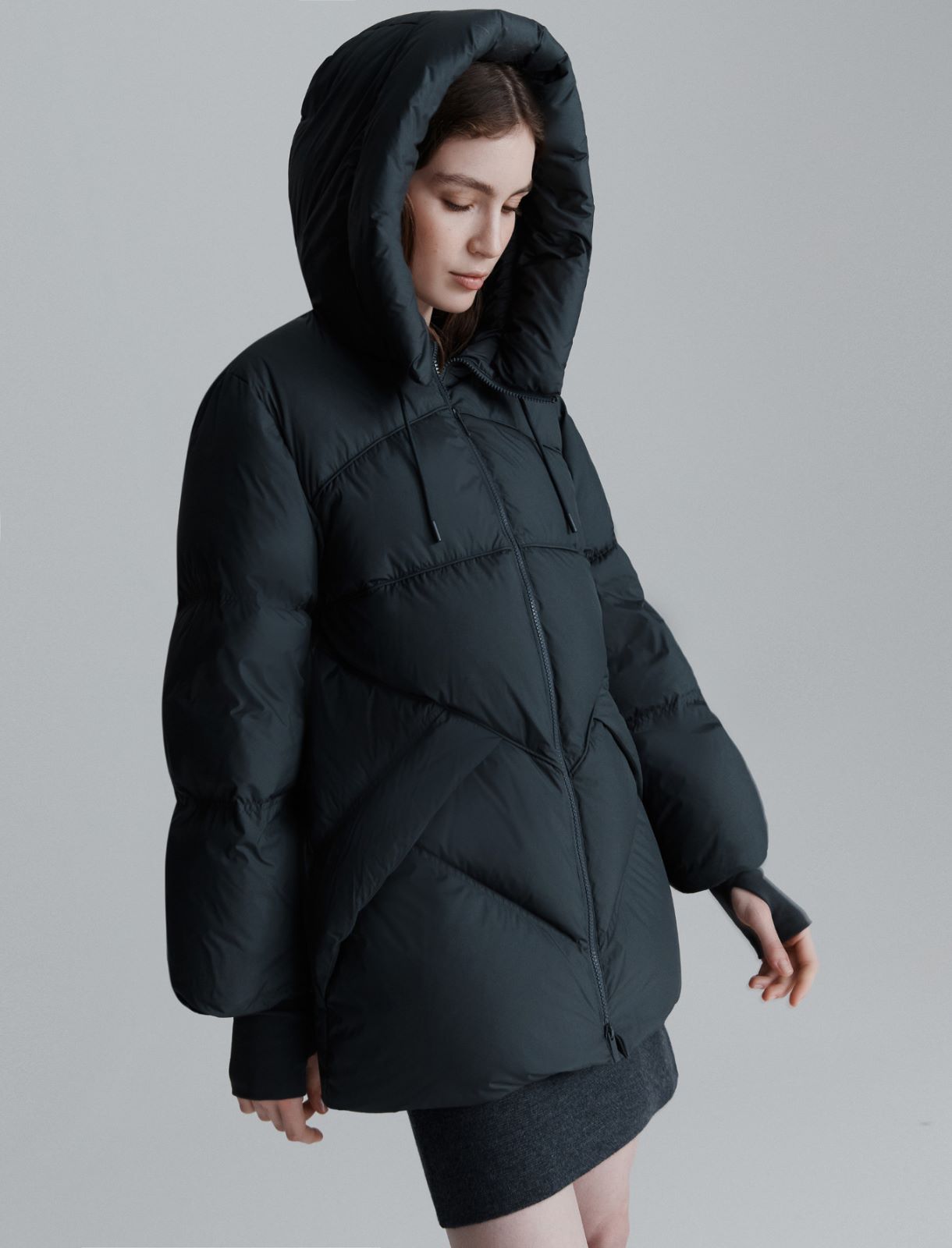 Flared waterproof down jacket - DARK GREY - Marella - 4