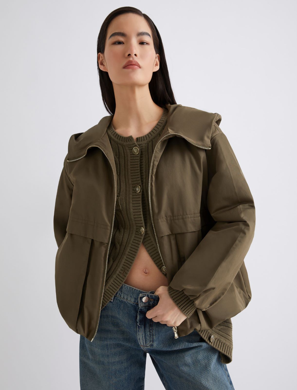 Water-repellent fabric padded heavy jacket - KAKI - Marella - 3
