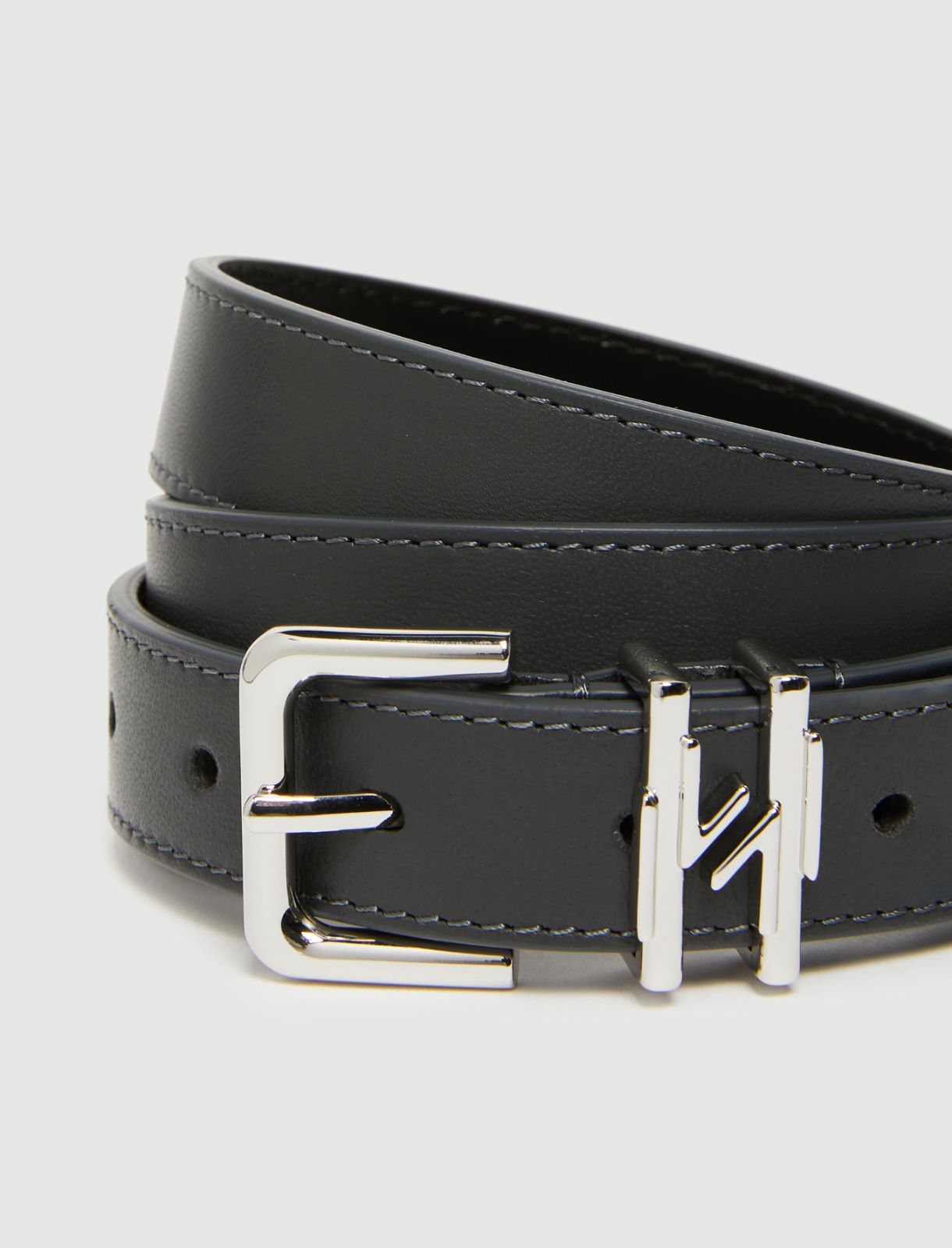 Leather belt with loop detail - DARK GREY - Marella - 2