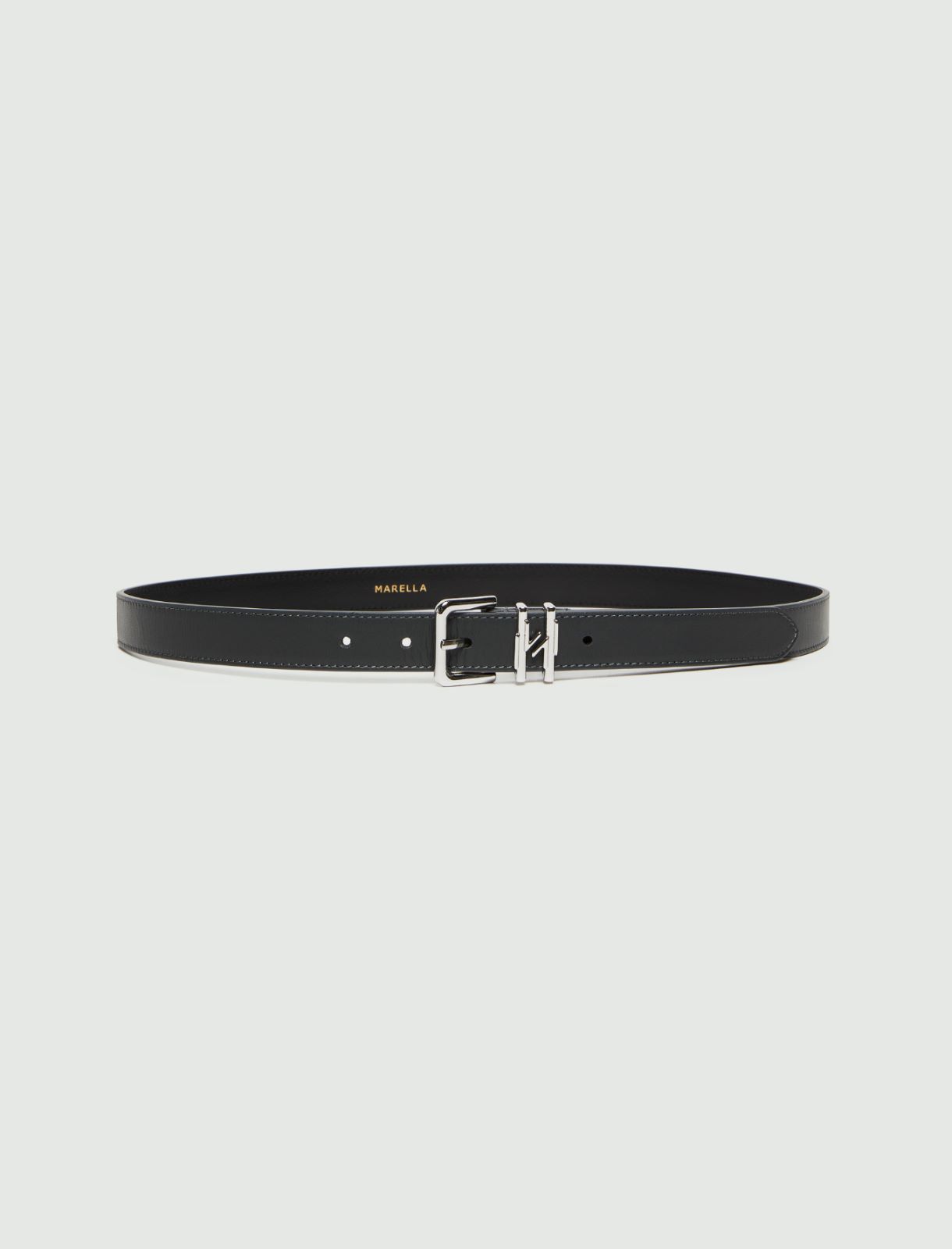 Leather belt with loop detail - DARK GREY - Marella