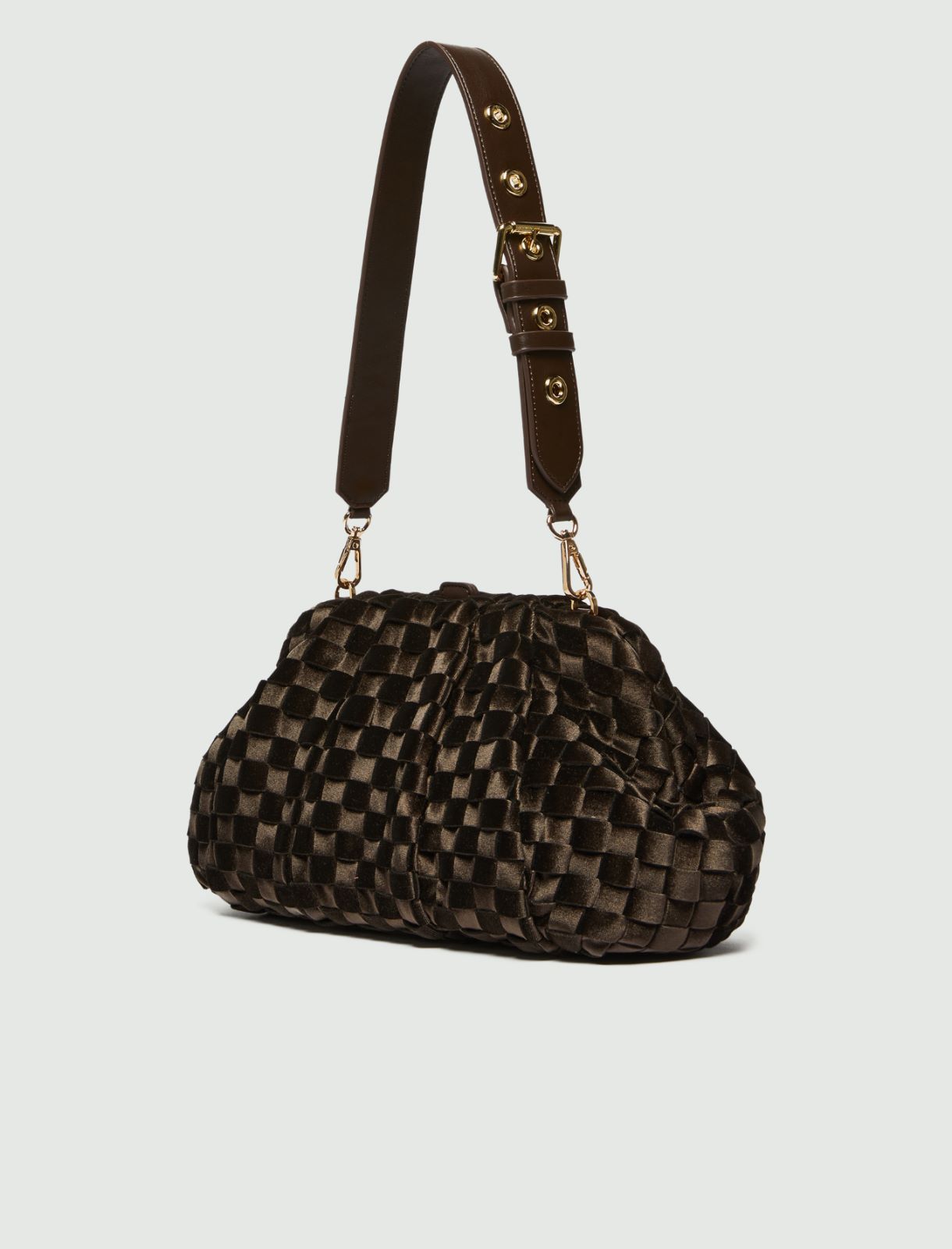 Unstructured woven velvet clutch - DARK BOWN - Marella - 2