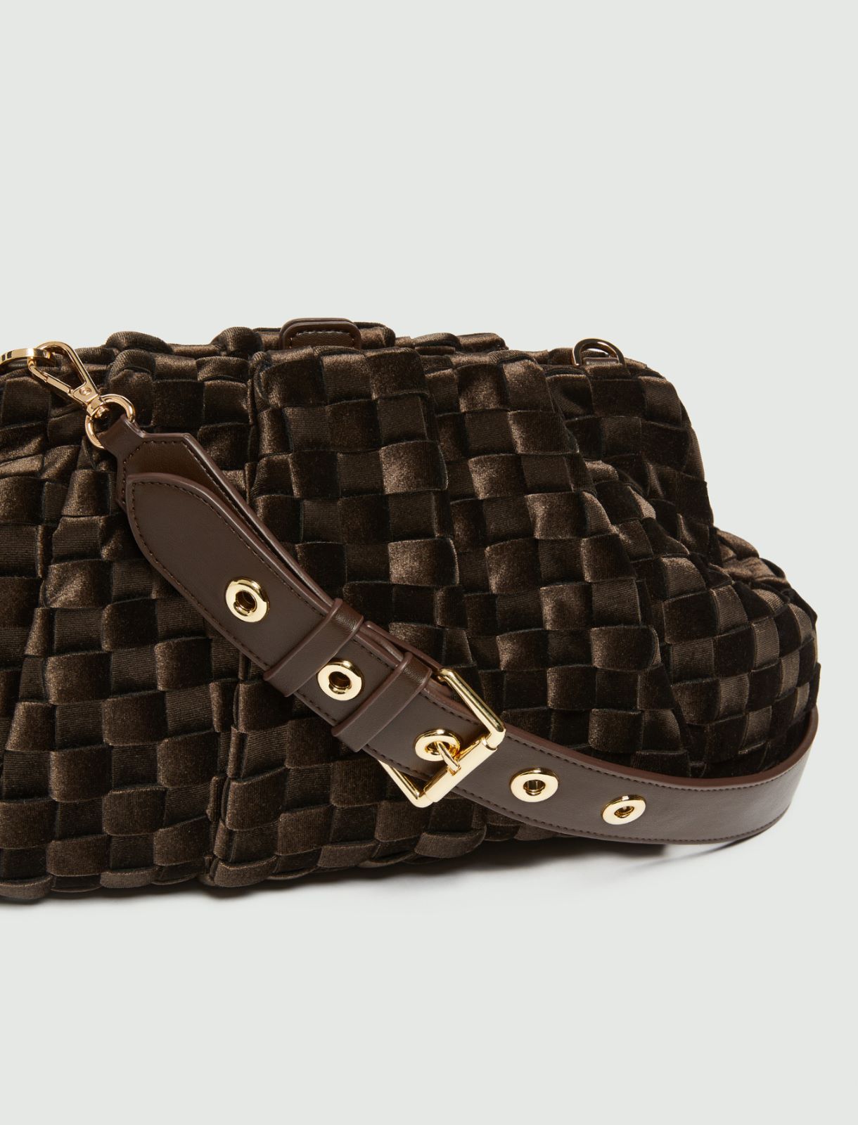 Unstructured woven velvet clutch - DARK BOWN - Marella - 3