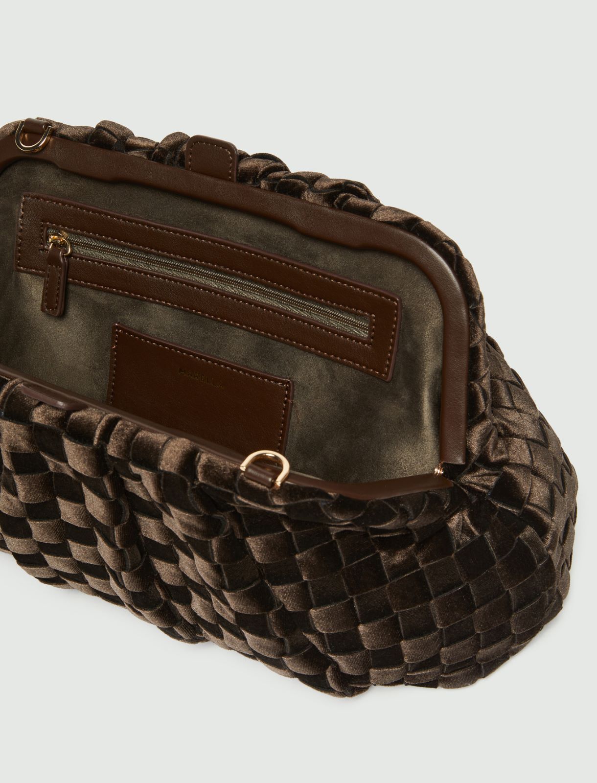 Unstructured woven velvet clutch - DARK BOWN - Marella - 5