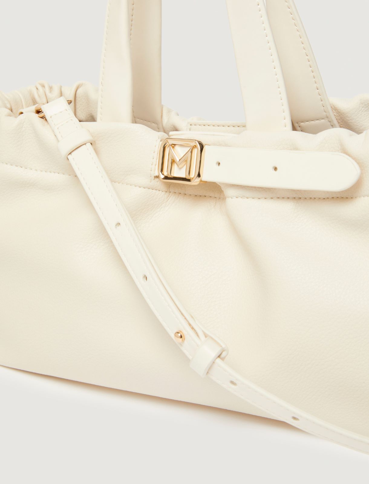 Horizontal tote bag with strap detail - IVORY - Marella - 3