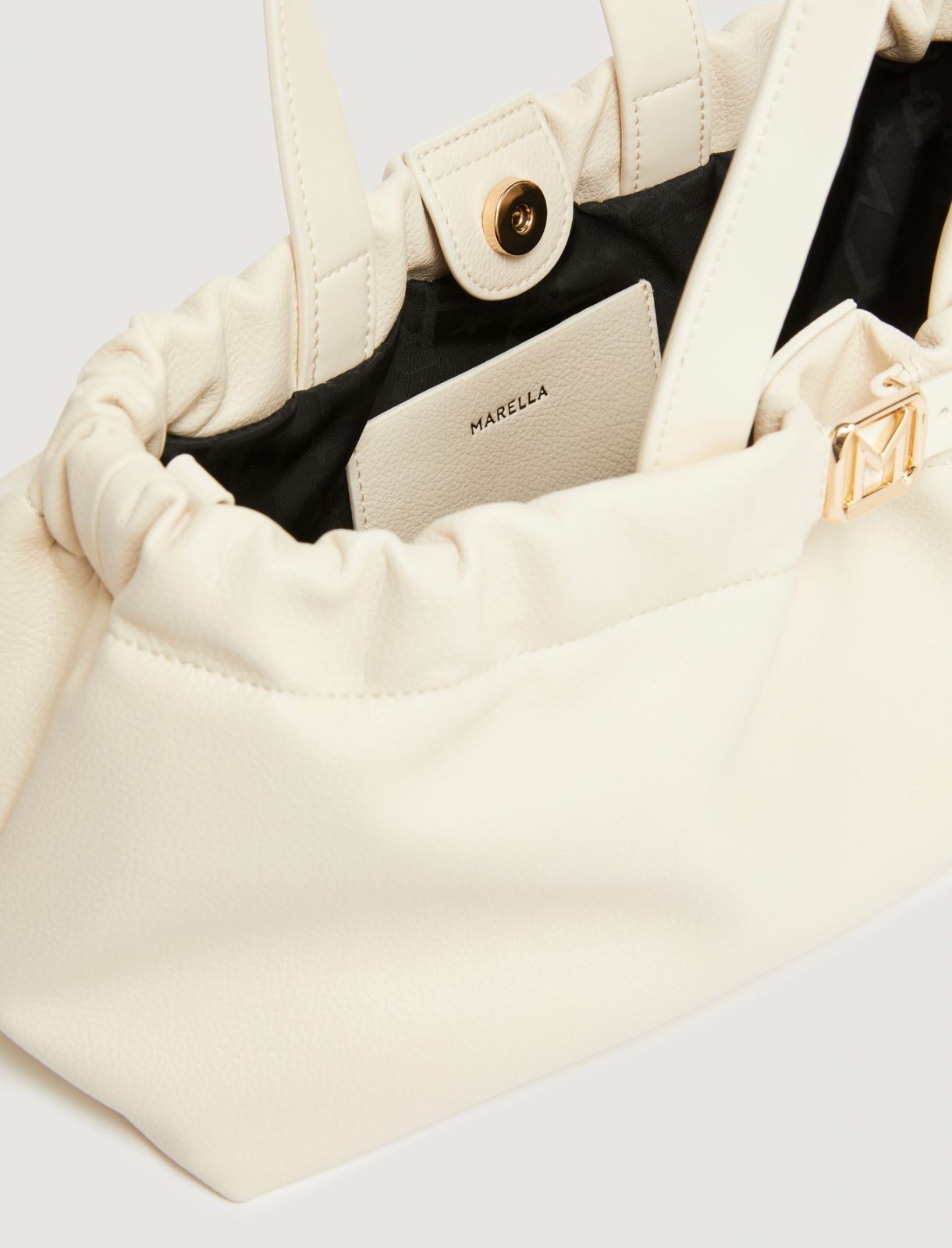 Horizontal tote bag with strap detail - IVORY - Marella - 5