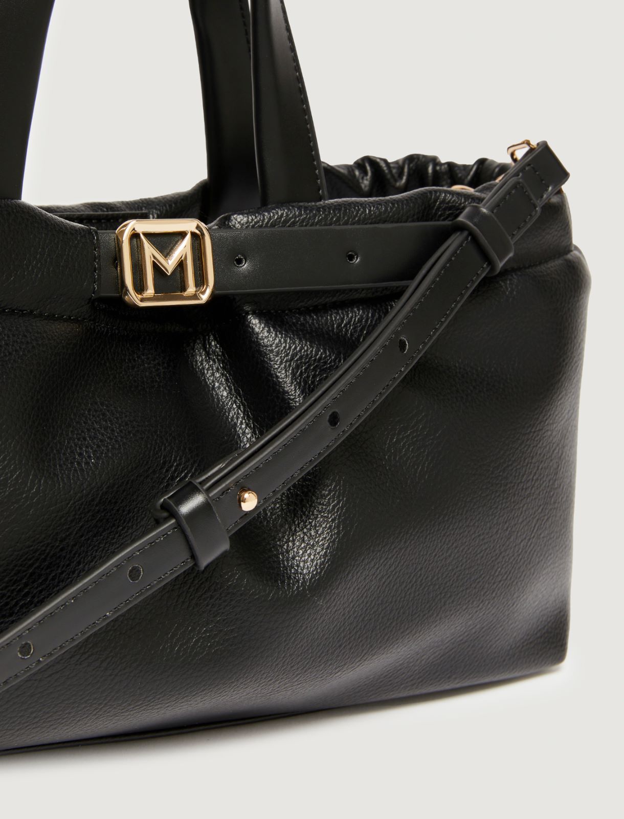 Horizontal tote bag with strap detail - BLACK - Marella - 3