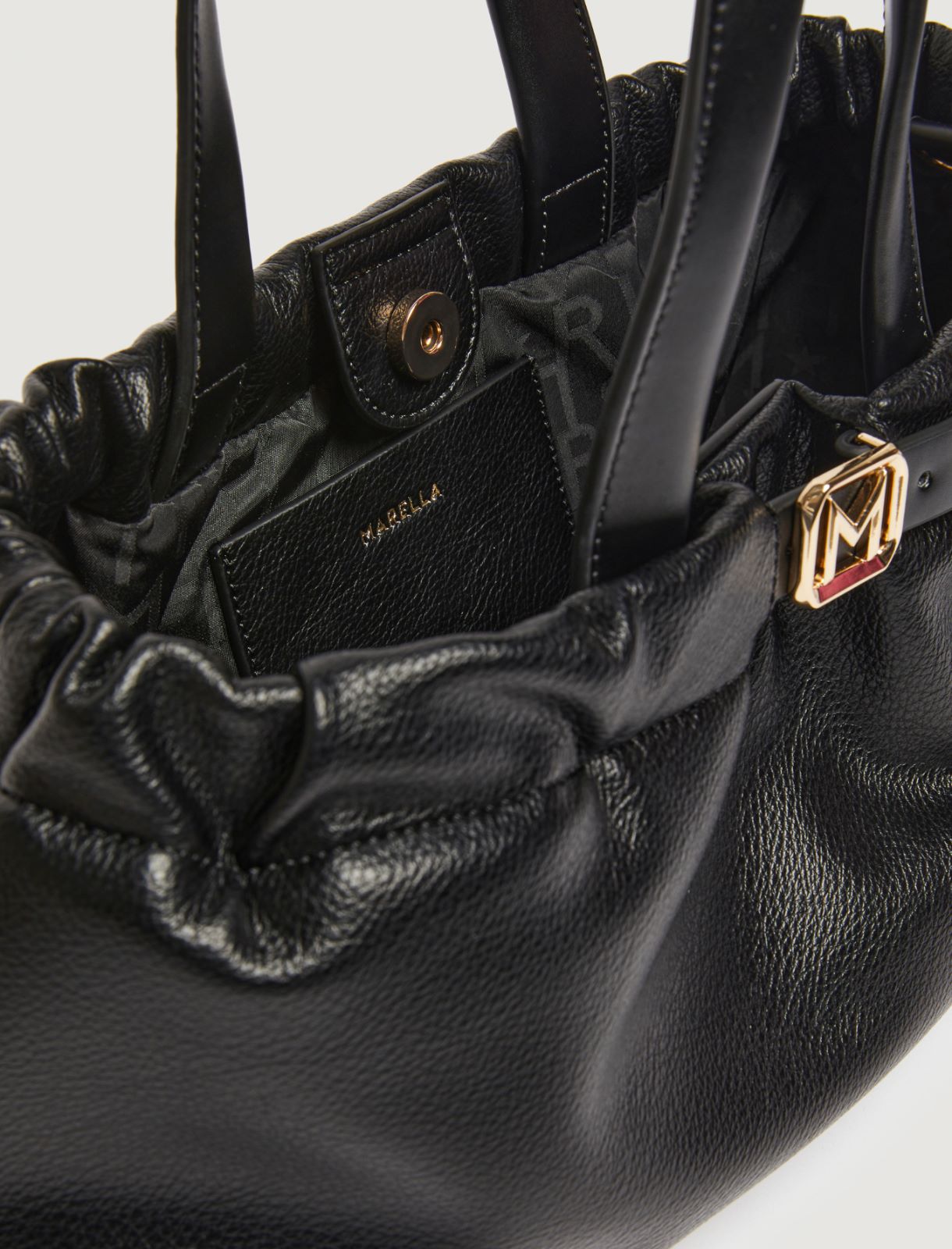 Horizontal tote bag with strap detail - BLACK - Marella - 5