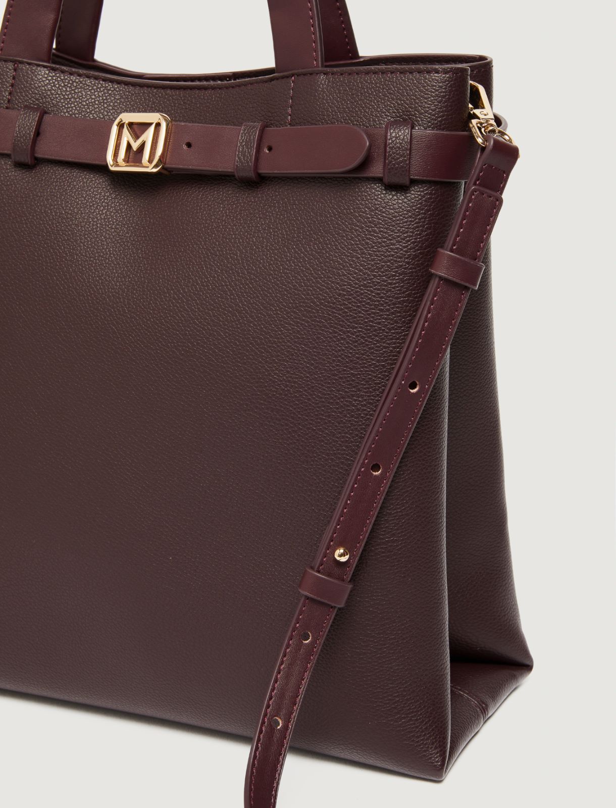 Vertical tote bag with strap detail - DARK BOWN - Marella - 3
