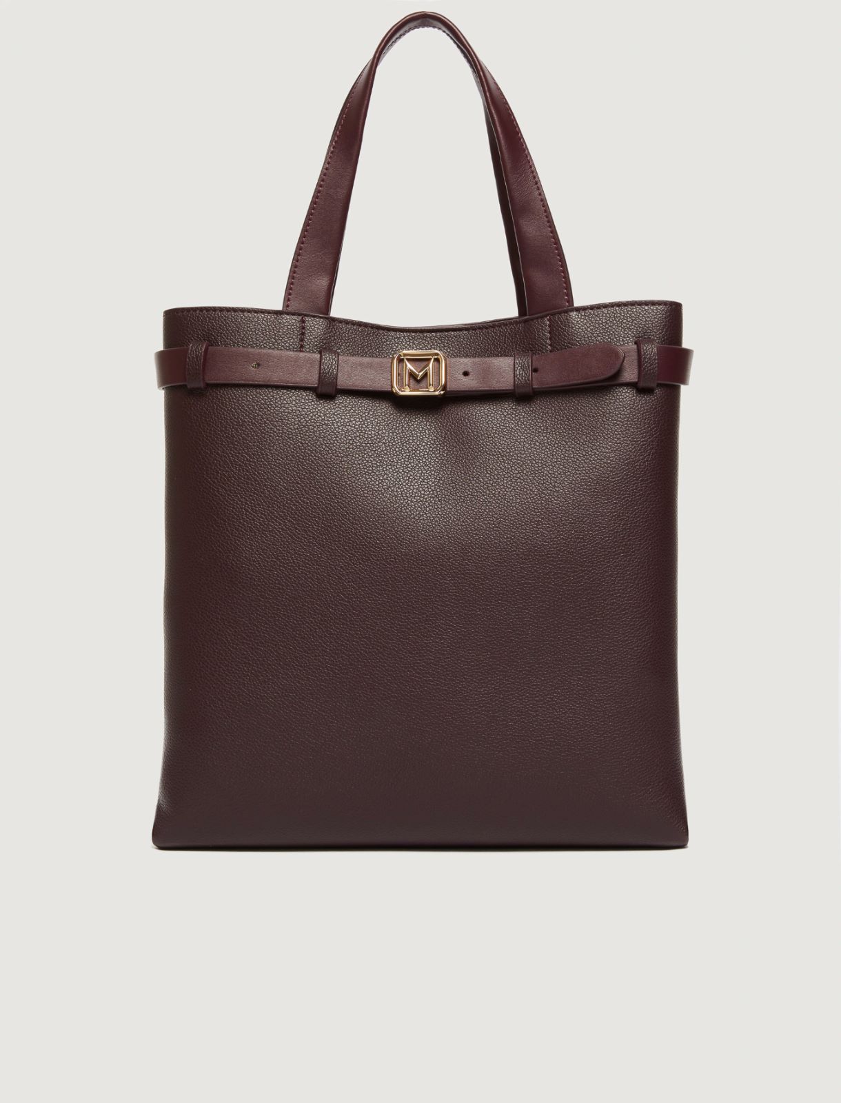 Vertical tote bag with strap detail - DARK BOWN - Marella