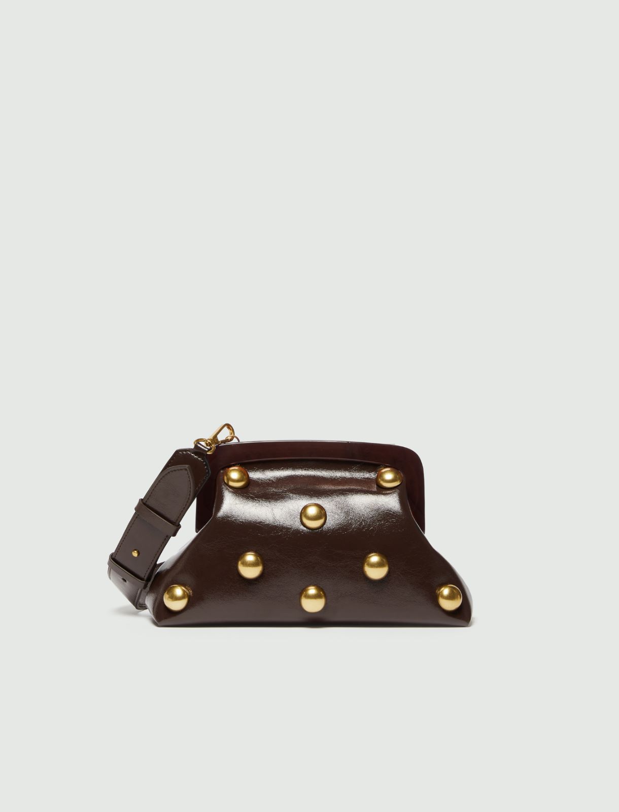 Small leather clutch - DARK BOWN - Marella