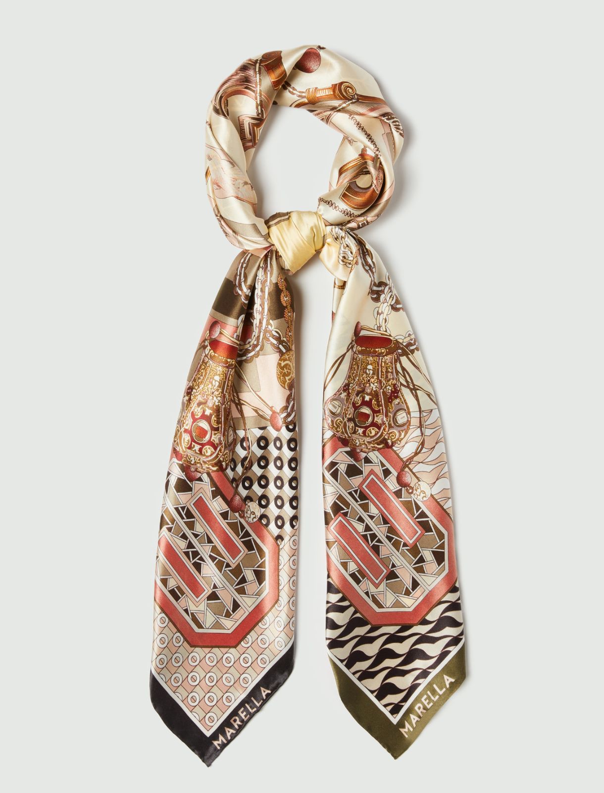 Silk satin scarf - KAKI - Marella