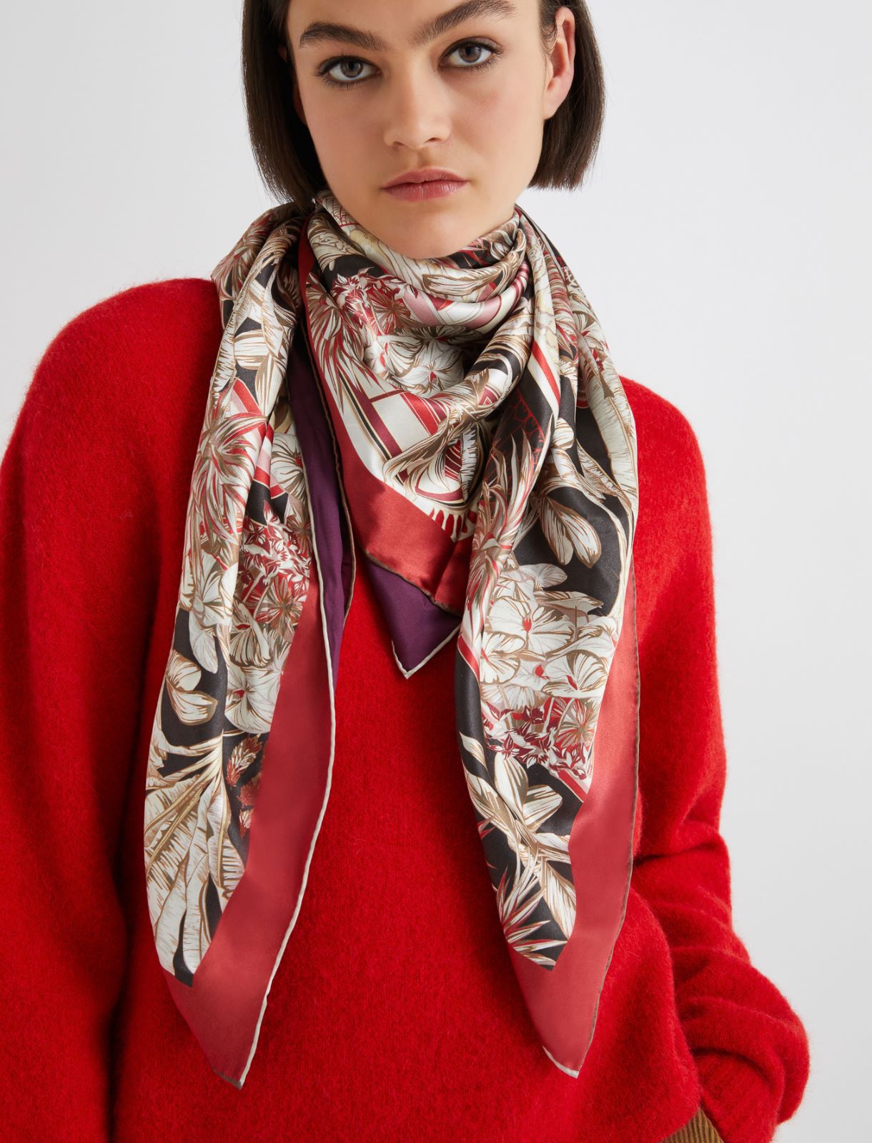 Silk satin scarf - TOBACCO - Marella - 3