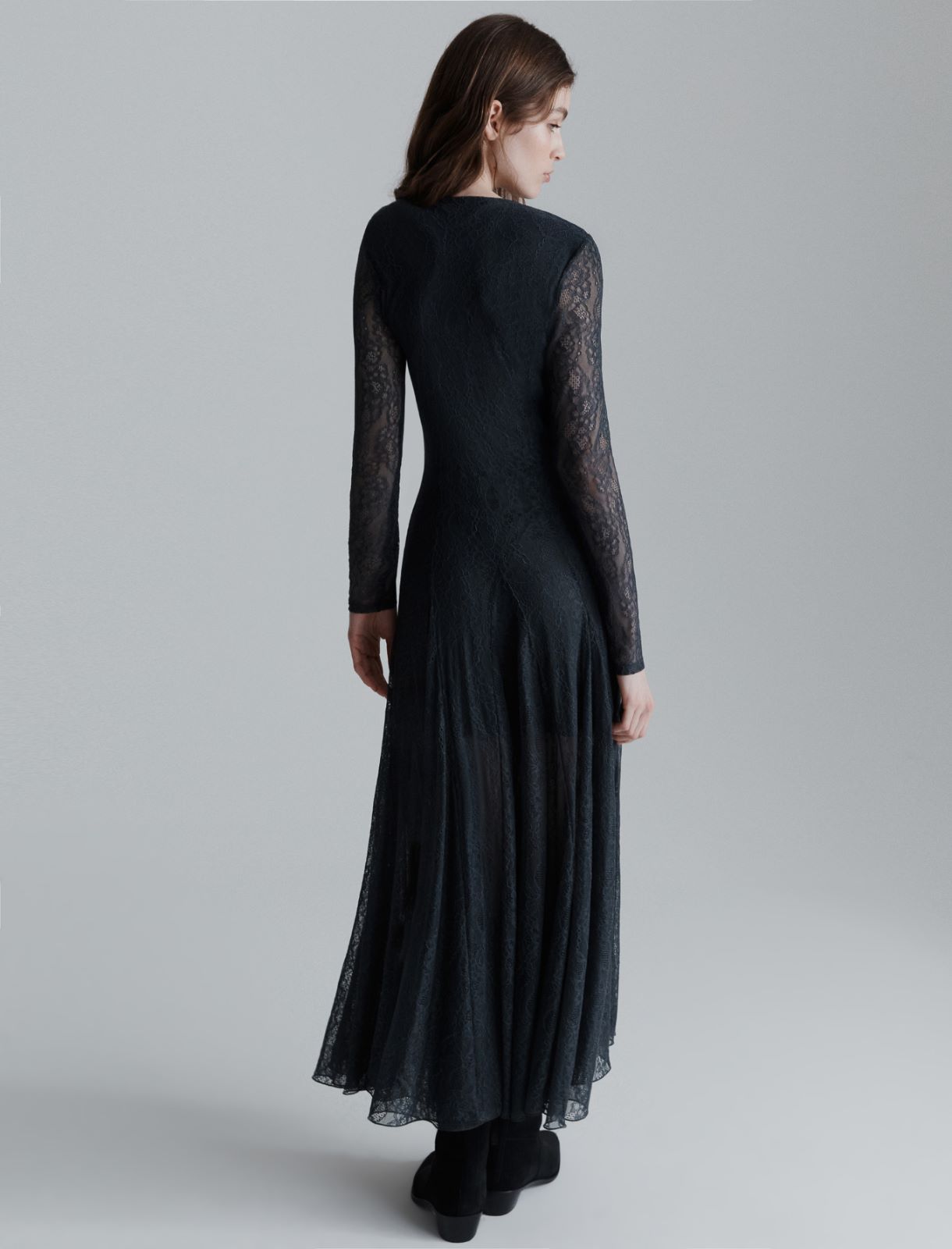 Lace jersey dress - DARK GREY - Marella - 3