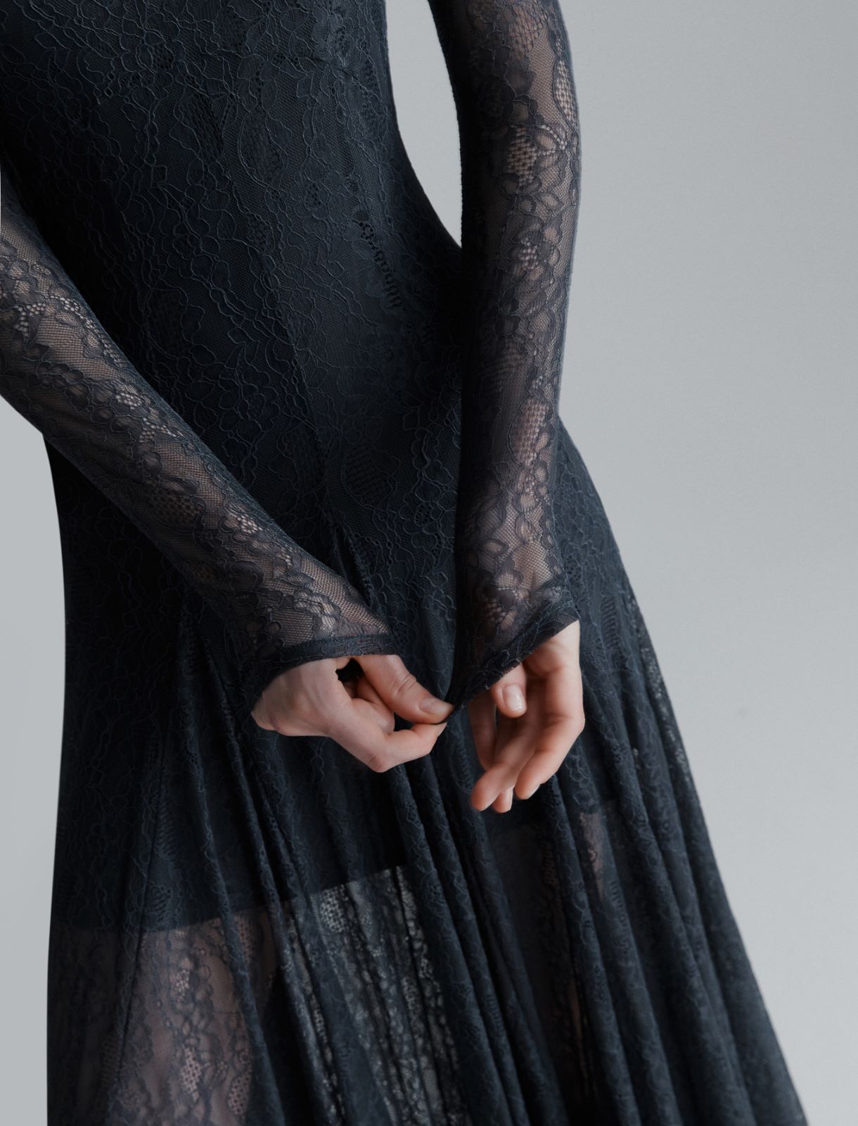 Lace jersey dress - DARK GREY - Marella - 5