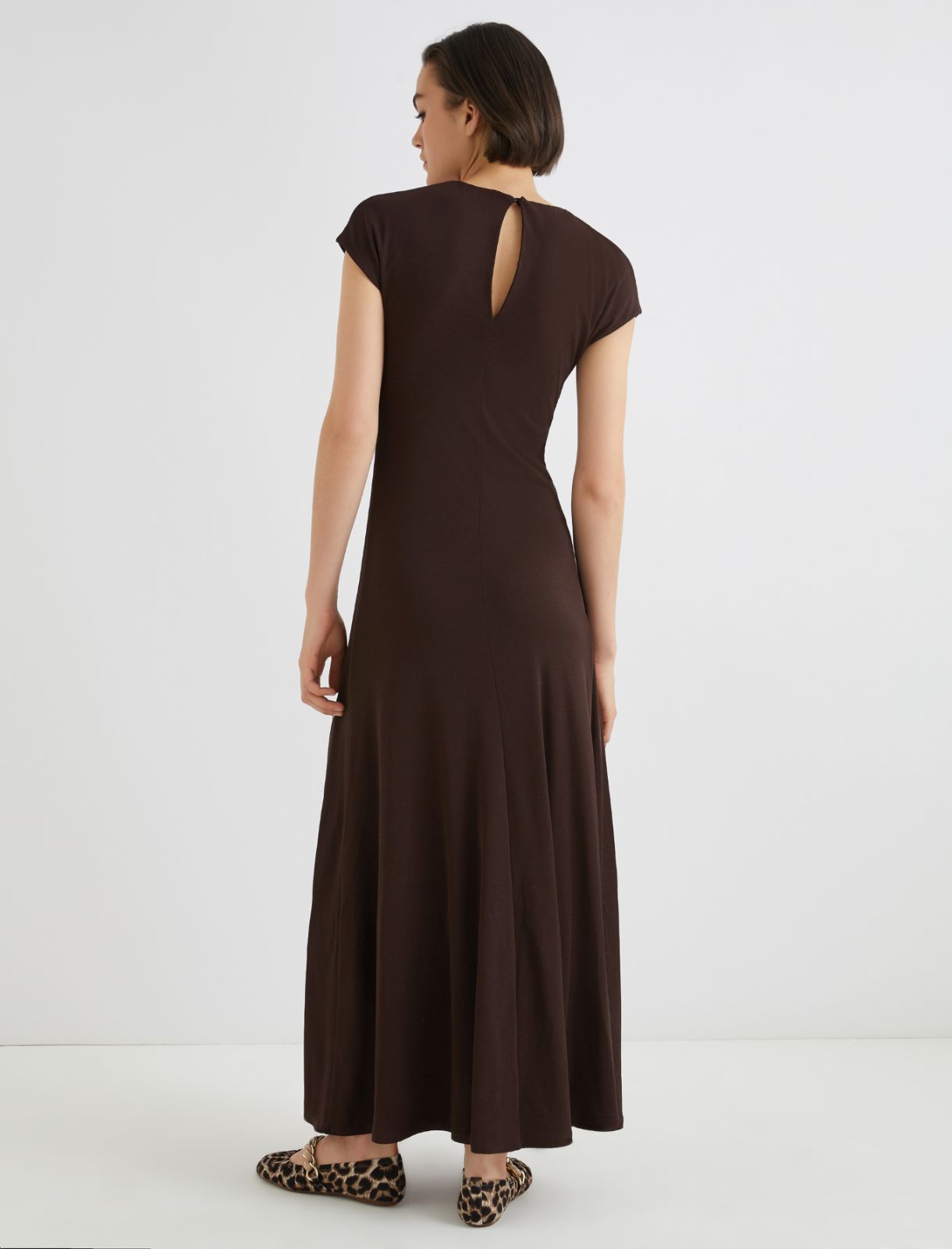 Long tulle jersey dress - BROWN - Marella - 2