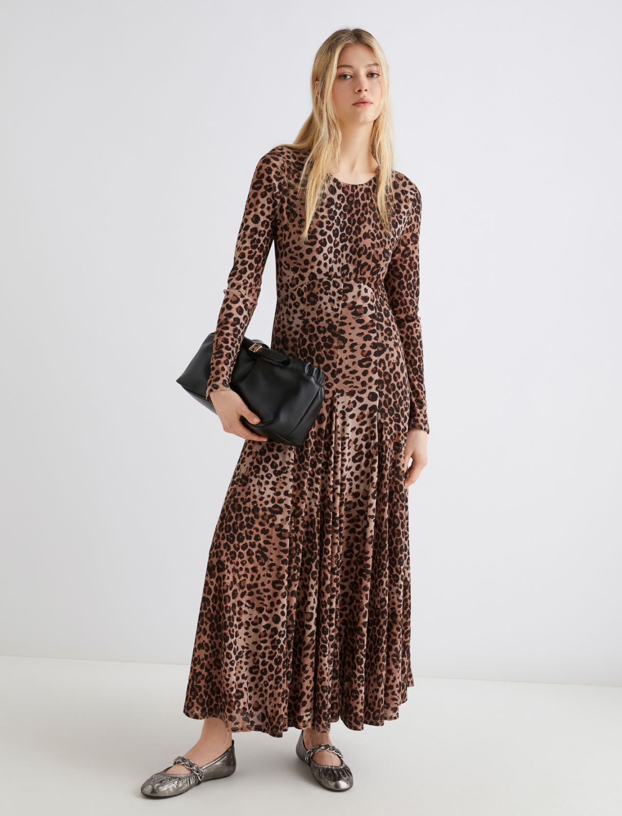 Animal-print tulle jersey dress - NATURAL - Marella