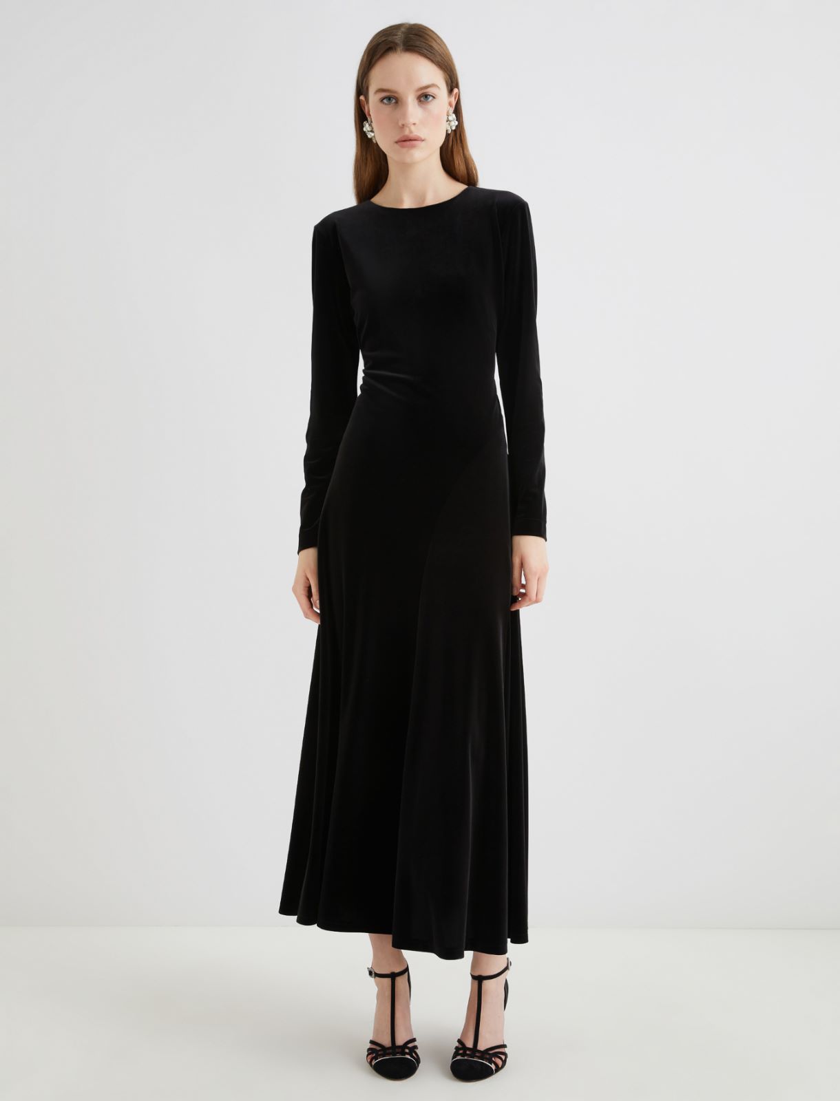 Long velvet backless dress - BLACK - Marella - 2