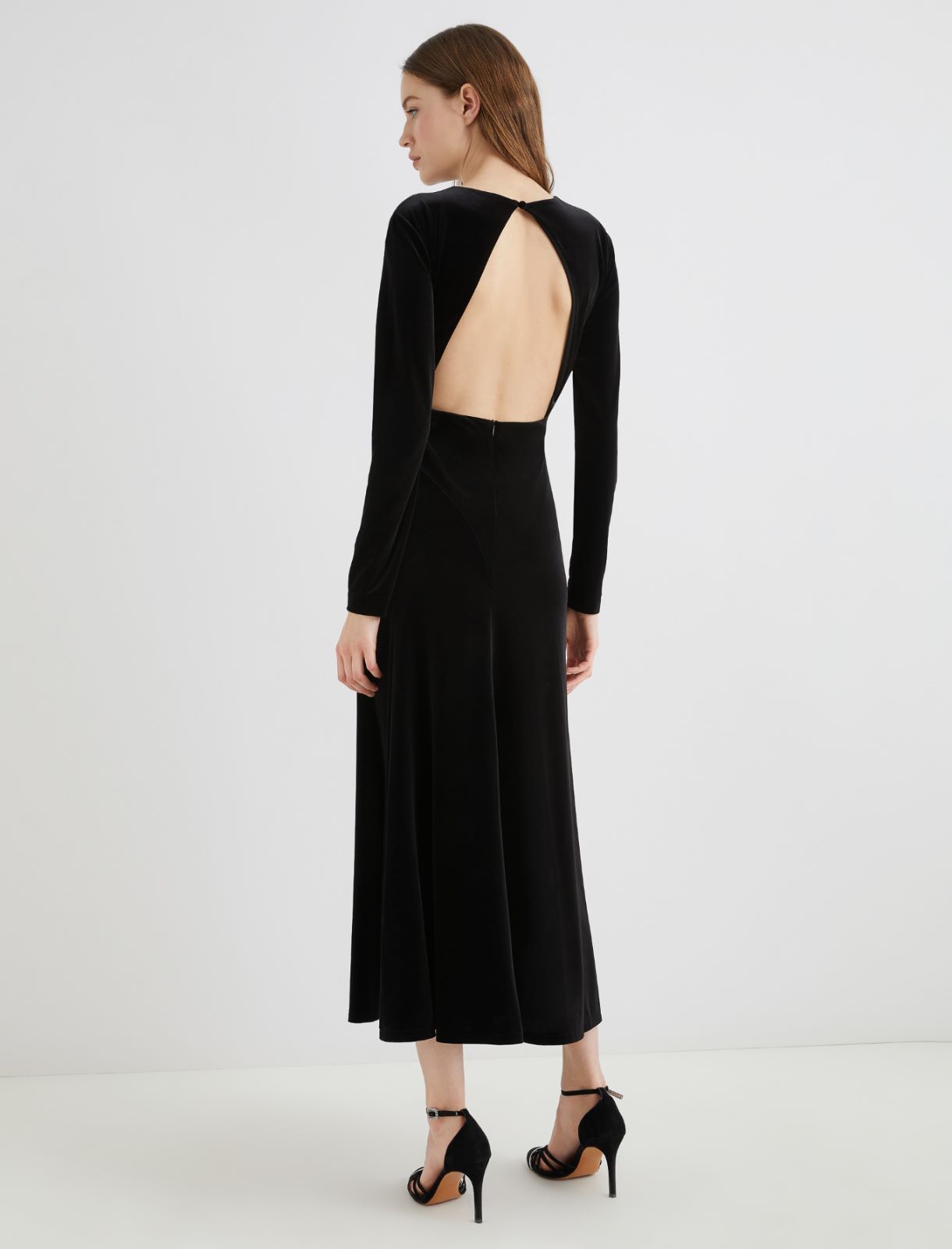 Long velvet backless dress - BLACK - Marella - 3