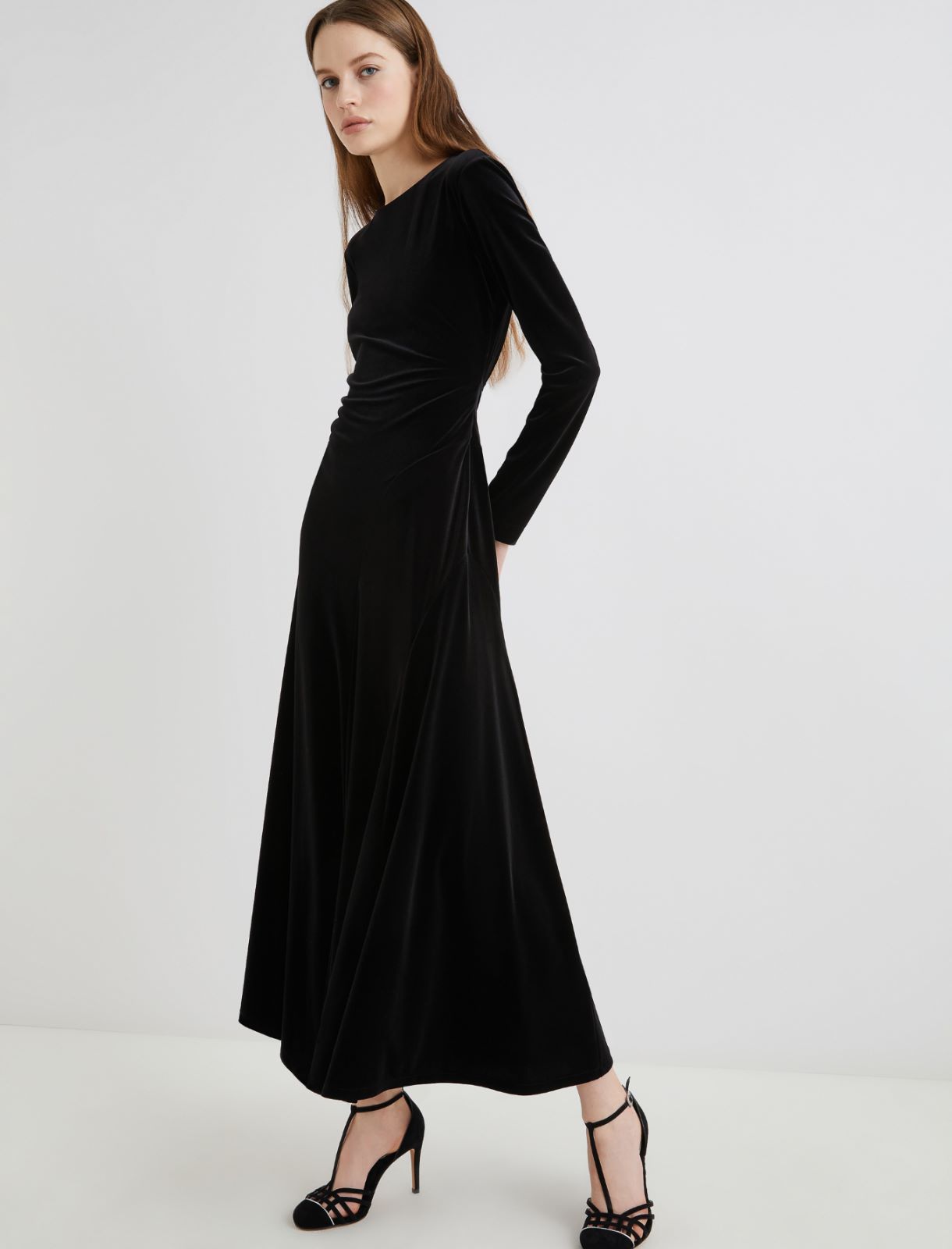 Long velvet backless dress - BLACK - Marella - 4