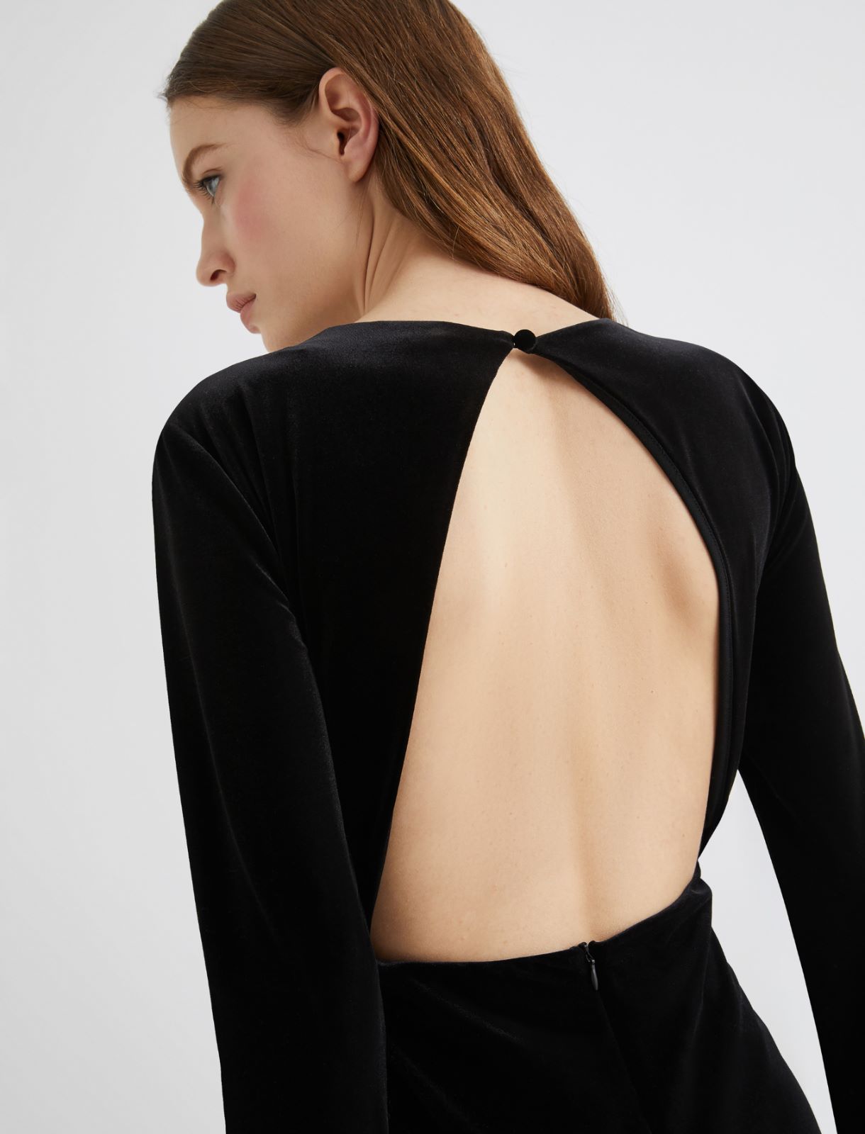 Long velvet backless dress - BLACK - Marella - 5