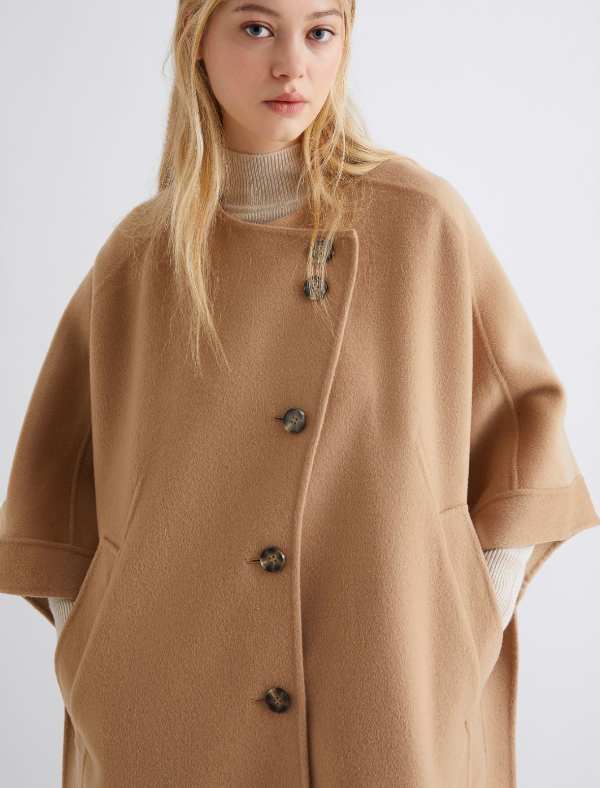 Wool-blend cape - CAMEL - Marella - 5