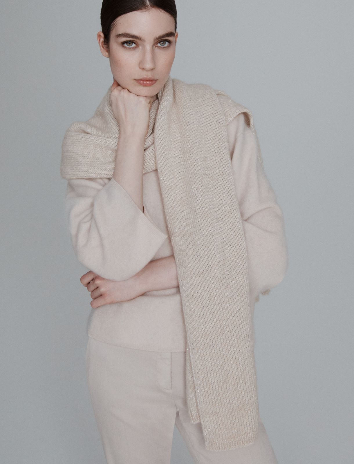 Sequinned cashmere-blend scarf - WOOL WHITE - Marella - 3
