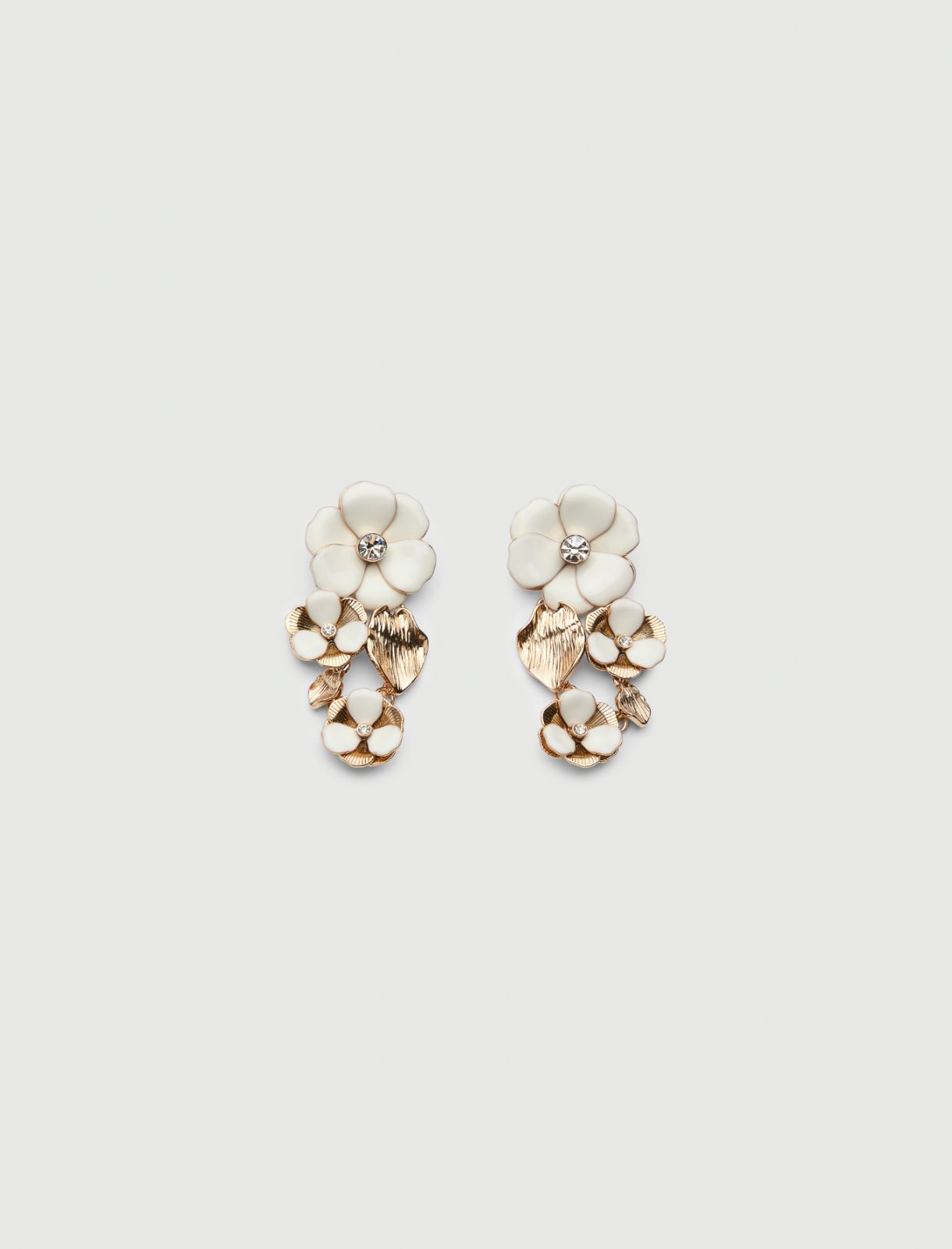 Enamel-flower earrings - WHITE - Marella