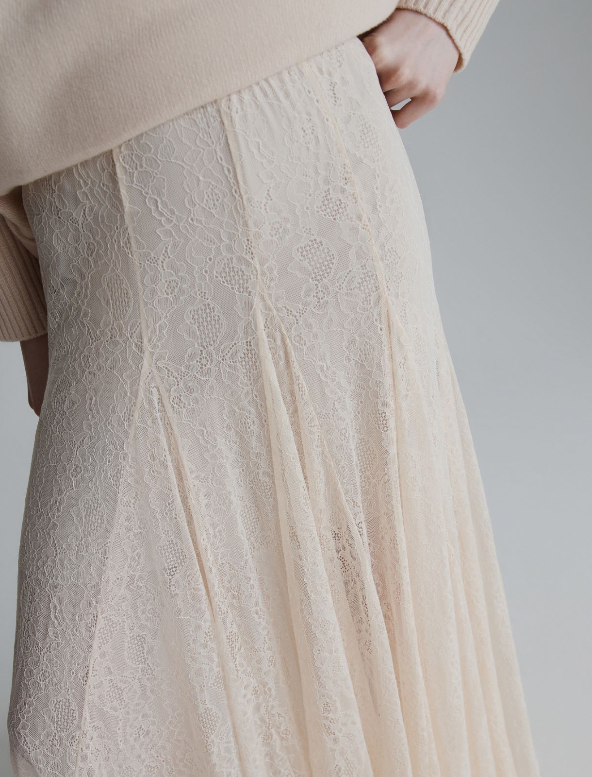 Lace jersey skirt - CREAM - Marella - 5