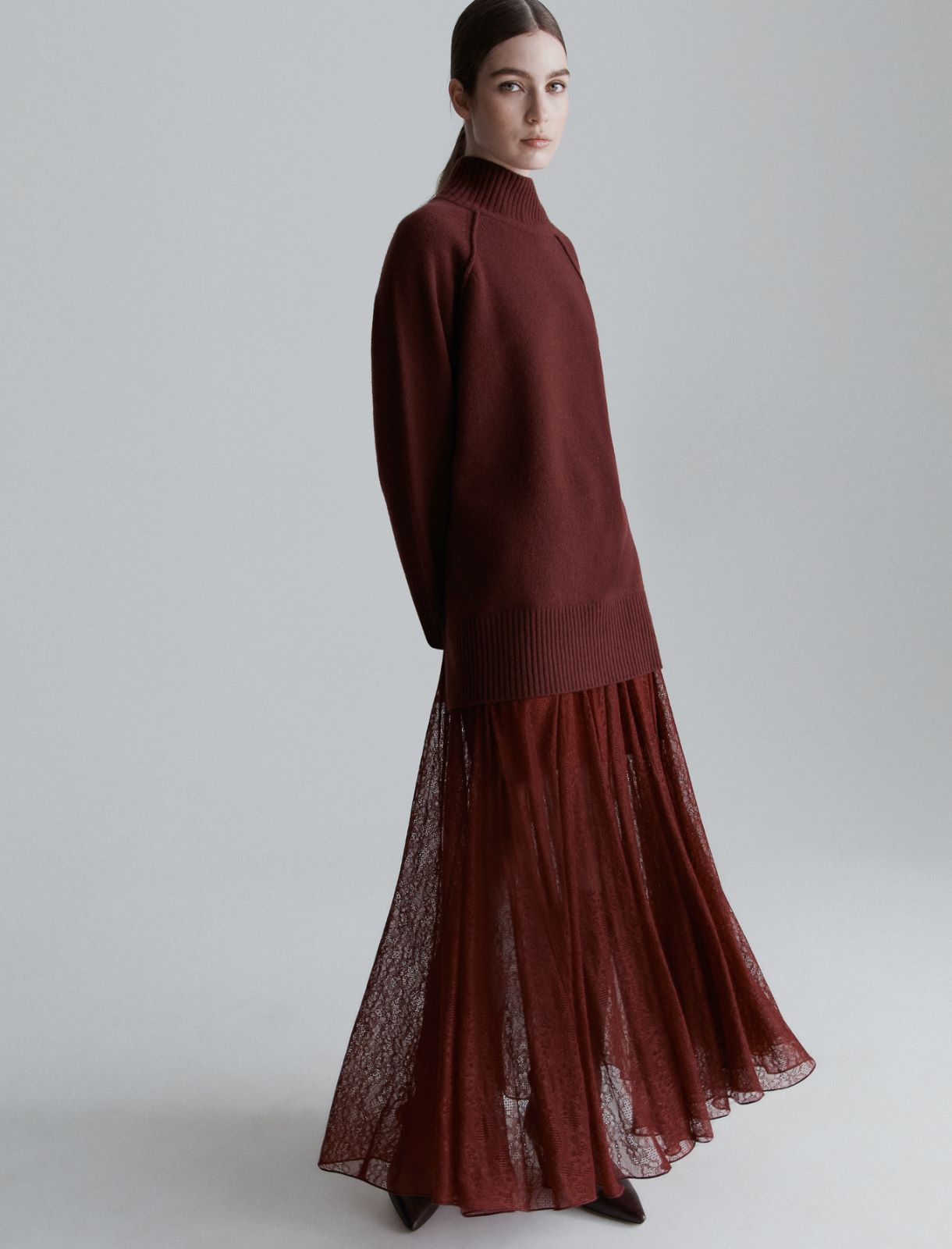 Jupe en dentelle jersey - BORDEAUX - Marella - 4