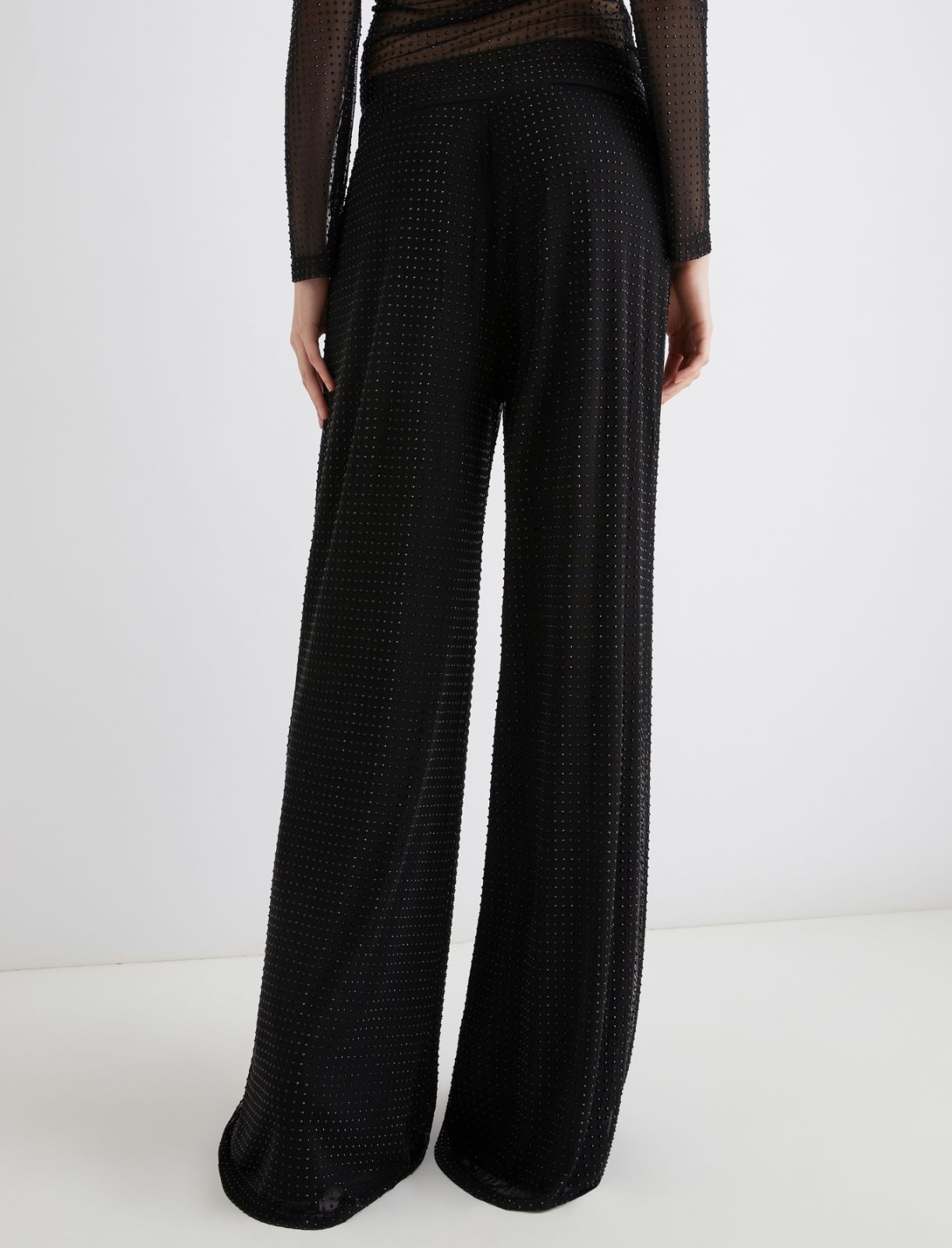 Rhinestone-detail jersey trousers - BLACK - Marella - 3