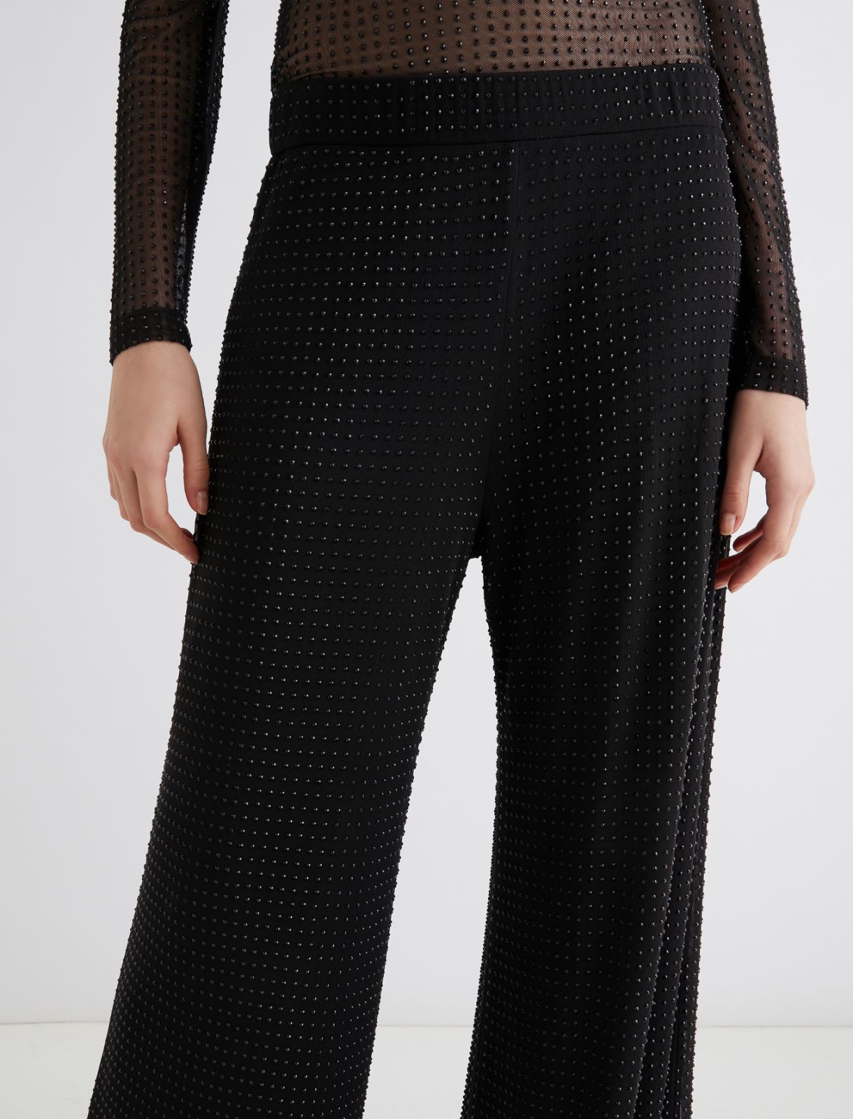 Rhinestone-detail jersey trousers - BLACK - Marella - 5