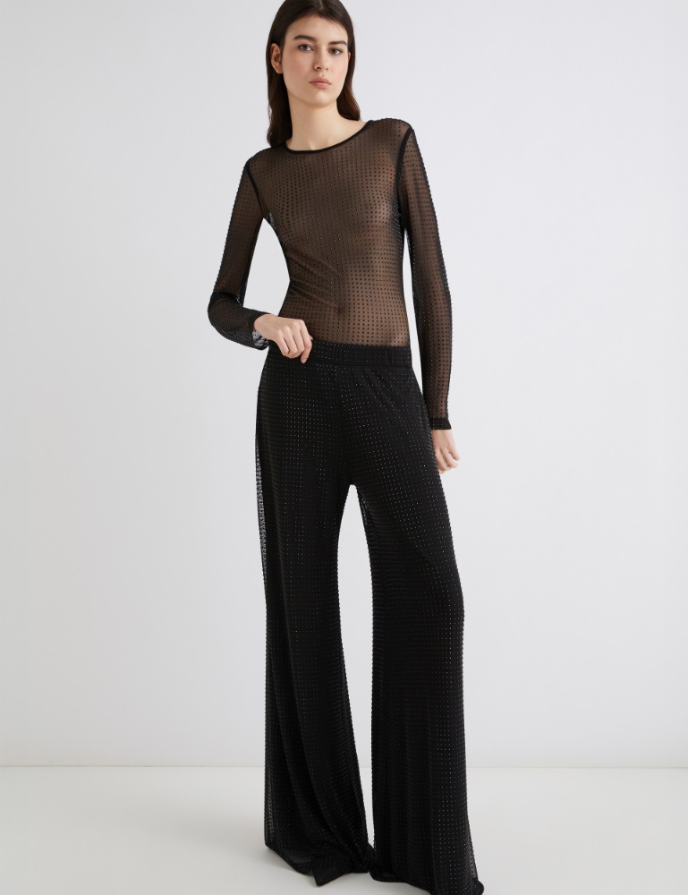 Rhinestone-detail jersey trousers - Marella