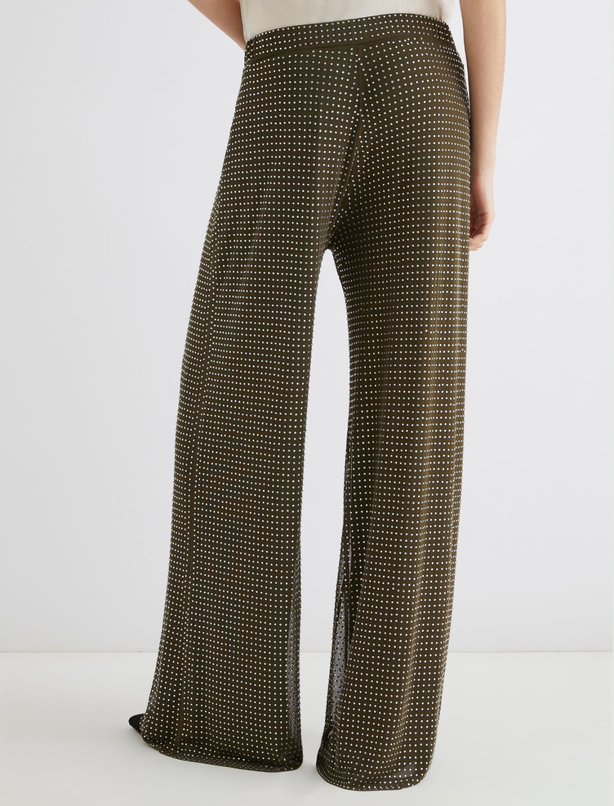 Rhinestone-detail jersey trousers - KAKI - Marella - 2