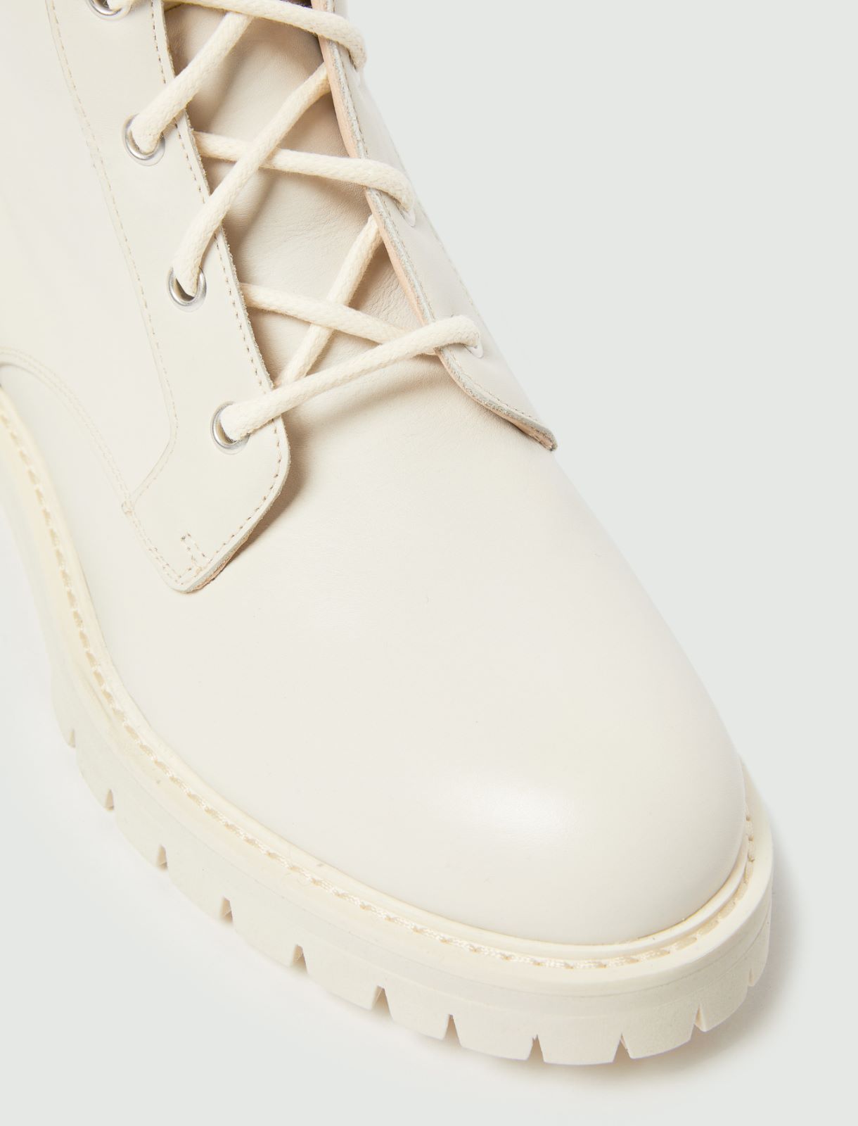 Leather combat boots - MILK - Marella - 4
