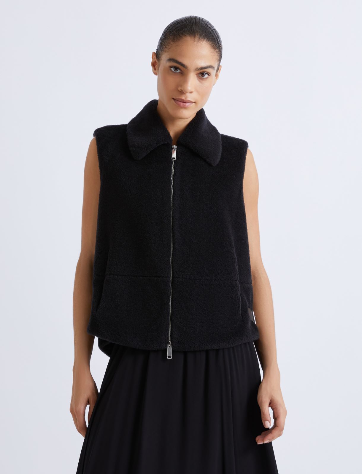 Gilet en laine furry - NOIR - Marella - 4