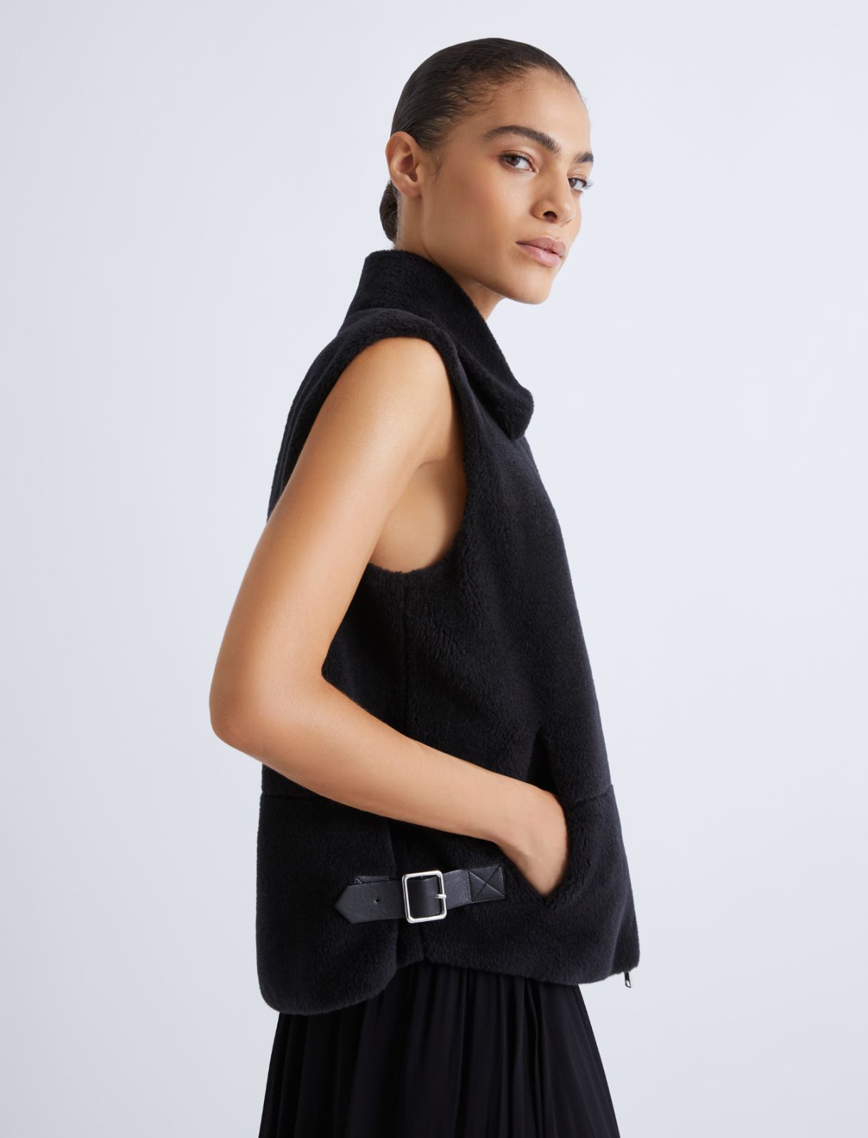 Gilet en laine furry - NOIR - Marella - 5
