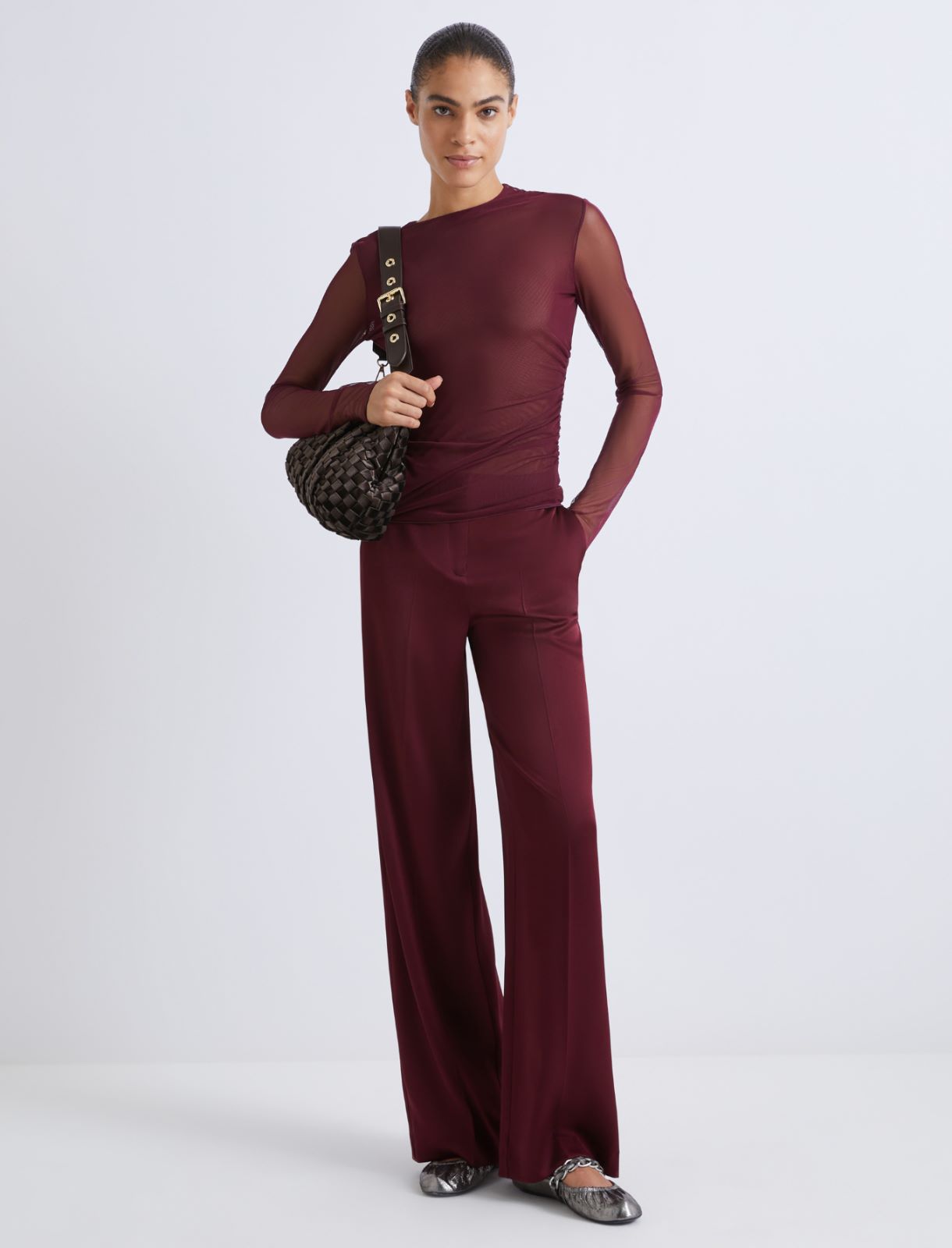 T-shirt en tulle doublé - BORDEAUX - Marella - 2