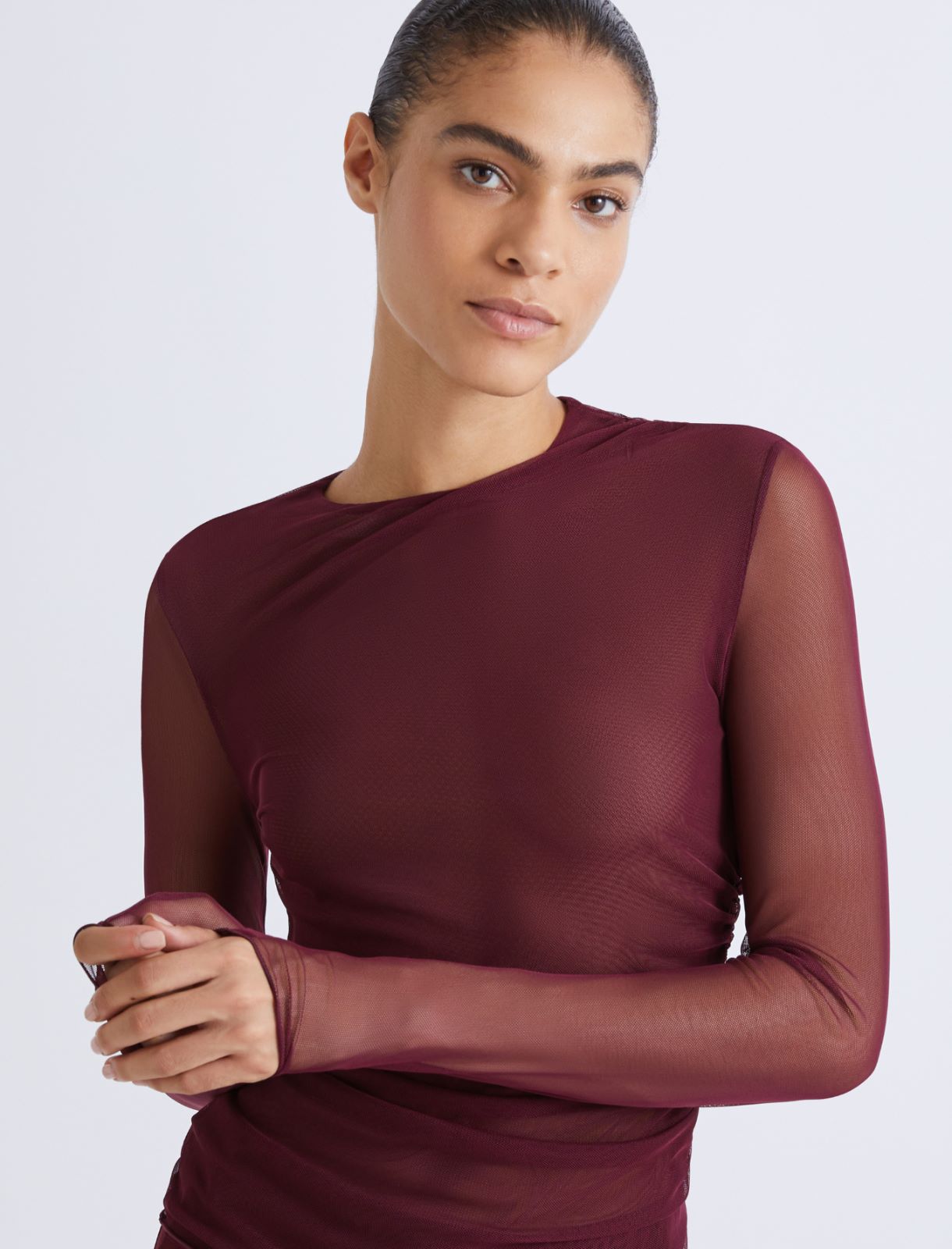 T-shirt en tulle doublé - BORDEAUX - Marella - 5