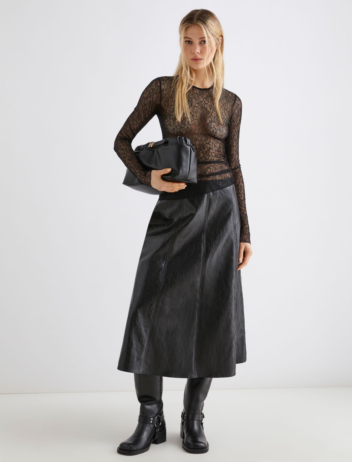 T-shirt en dentelle stretch - NOIR - Marella - 2
