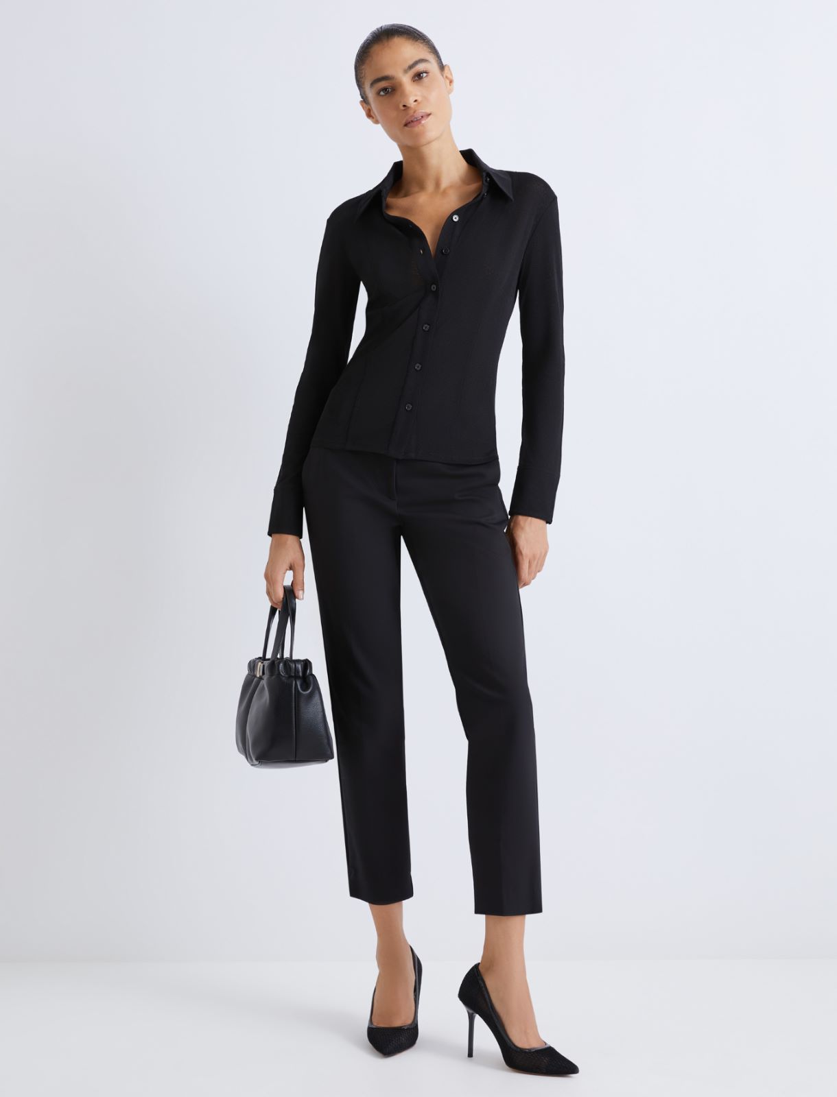 Chemise ajustée en jersey - NOIR - Marella - 2