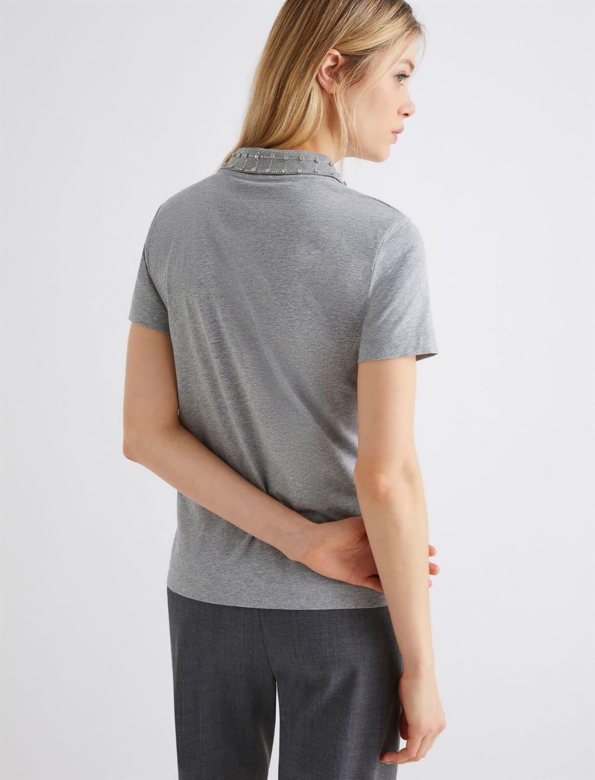 Rhinestone polo shirt - GREY - Marella - 3