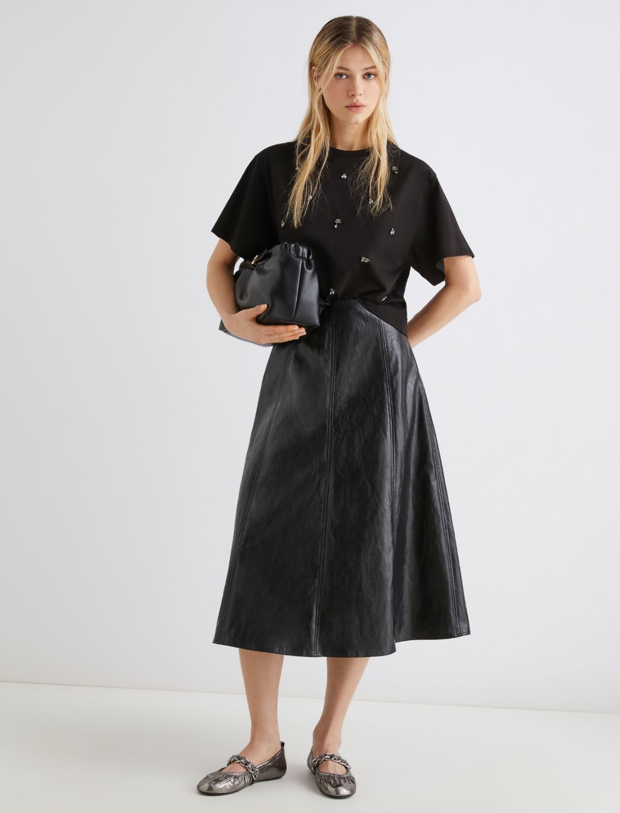 T-shirt cropped avec cristaux - NOIR - Marella - 2