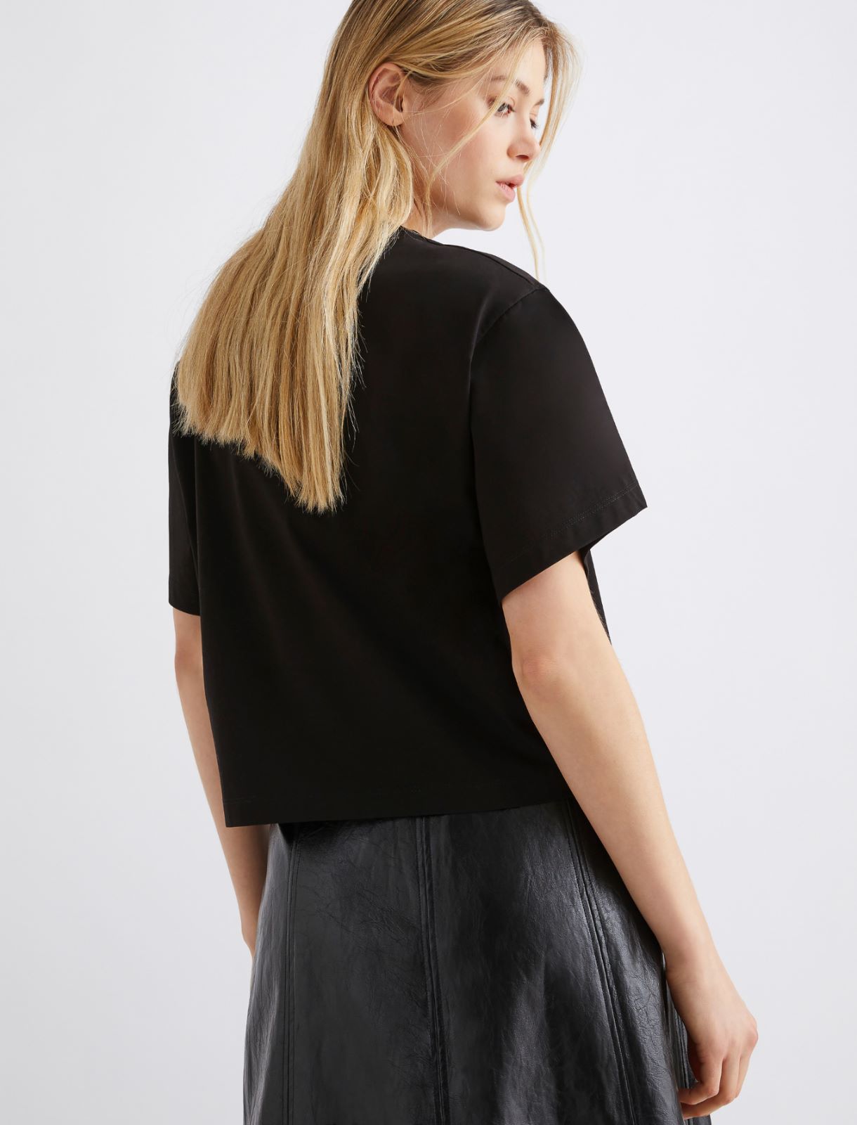 T-shirt cropped avec cristaux - NOIR - Marella - 3