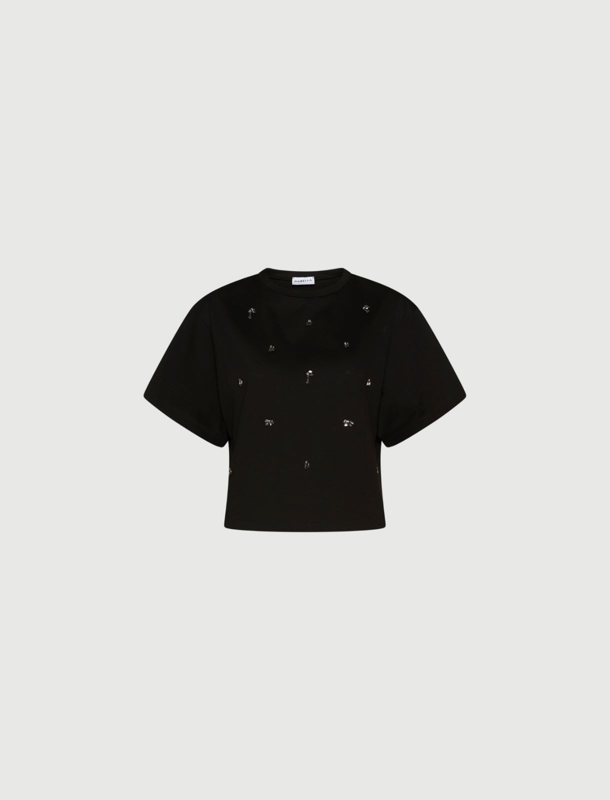 T-shirt cropped avec cristaux - NOIR - Marella